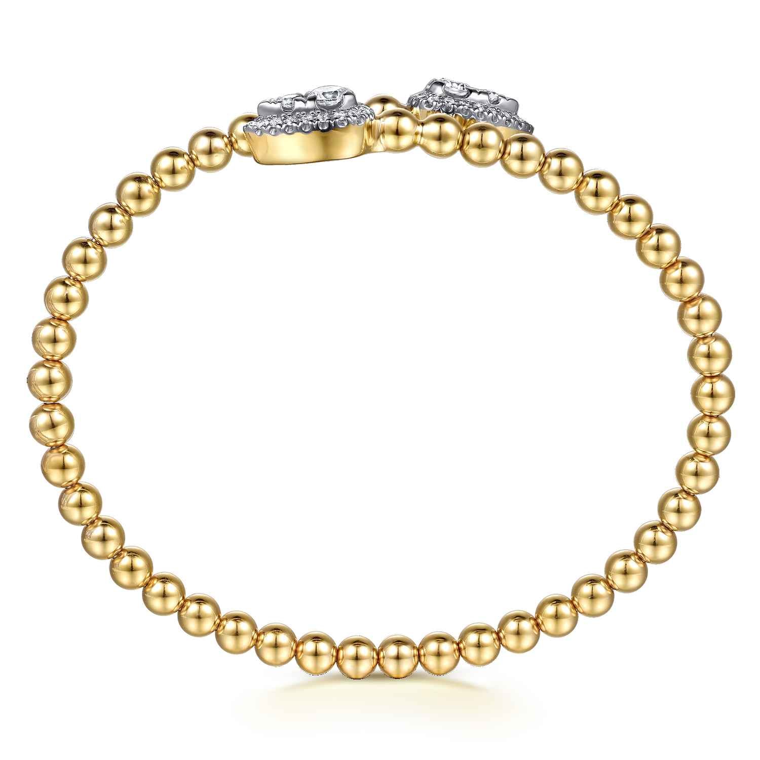Bujukan and Diamond Teardrop Bypass Bangle Bracelet in 14K Yellow Gold, photograph 3
