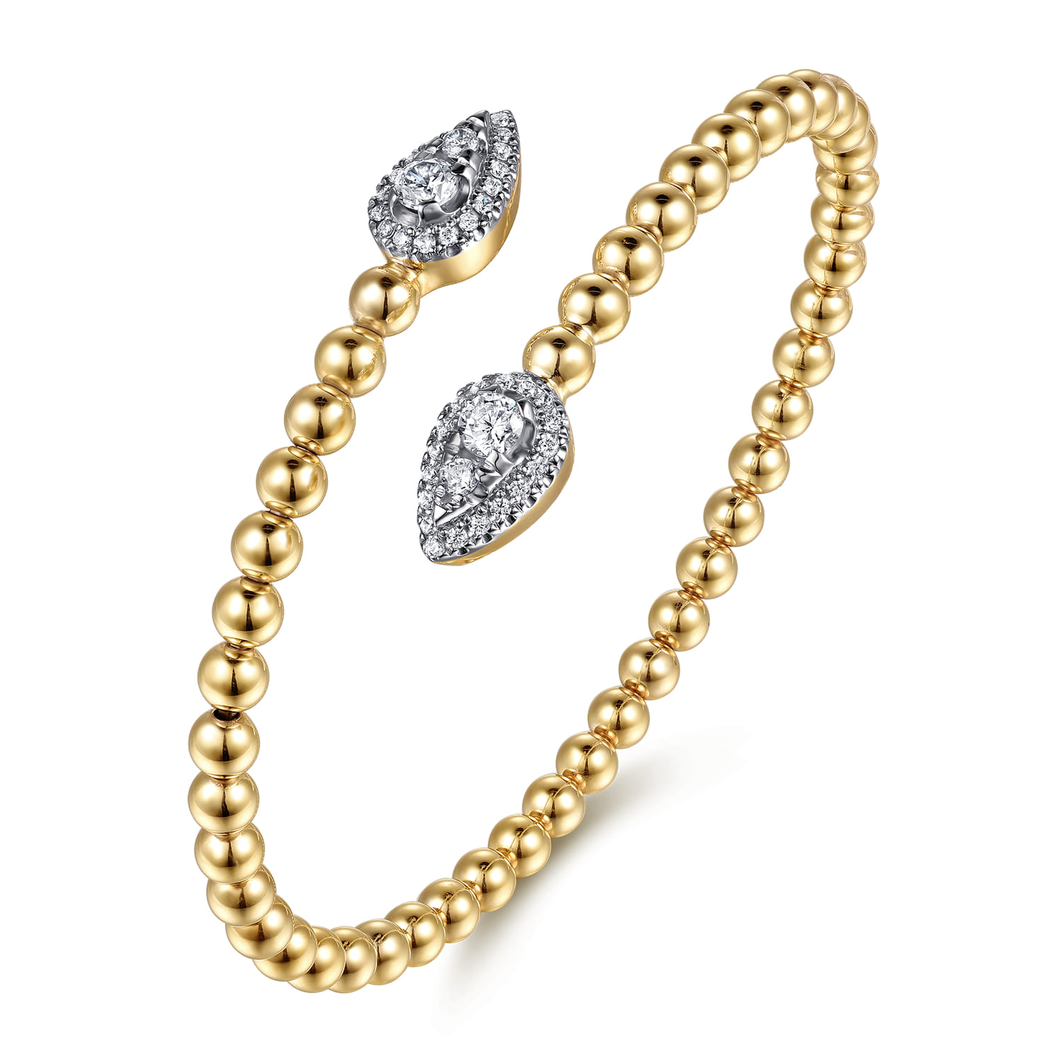Bujukan and Diamond Teardrop Bypass Bangle Bracelet in 14K Yellow Gold, photograph 2