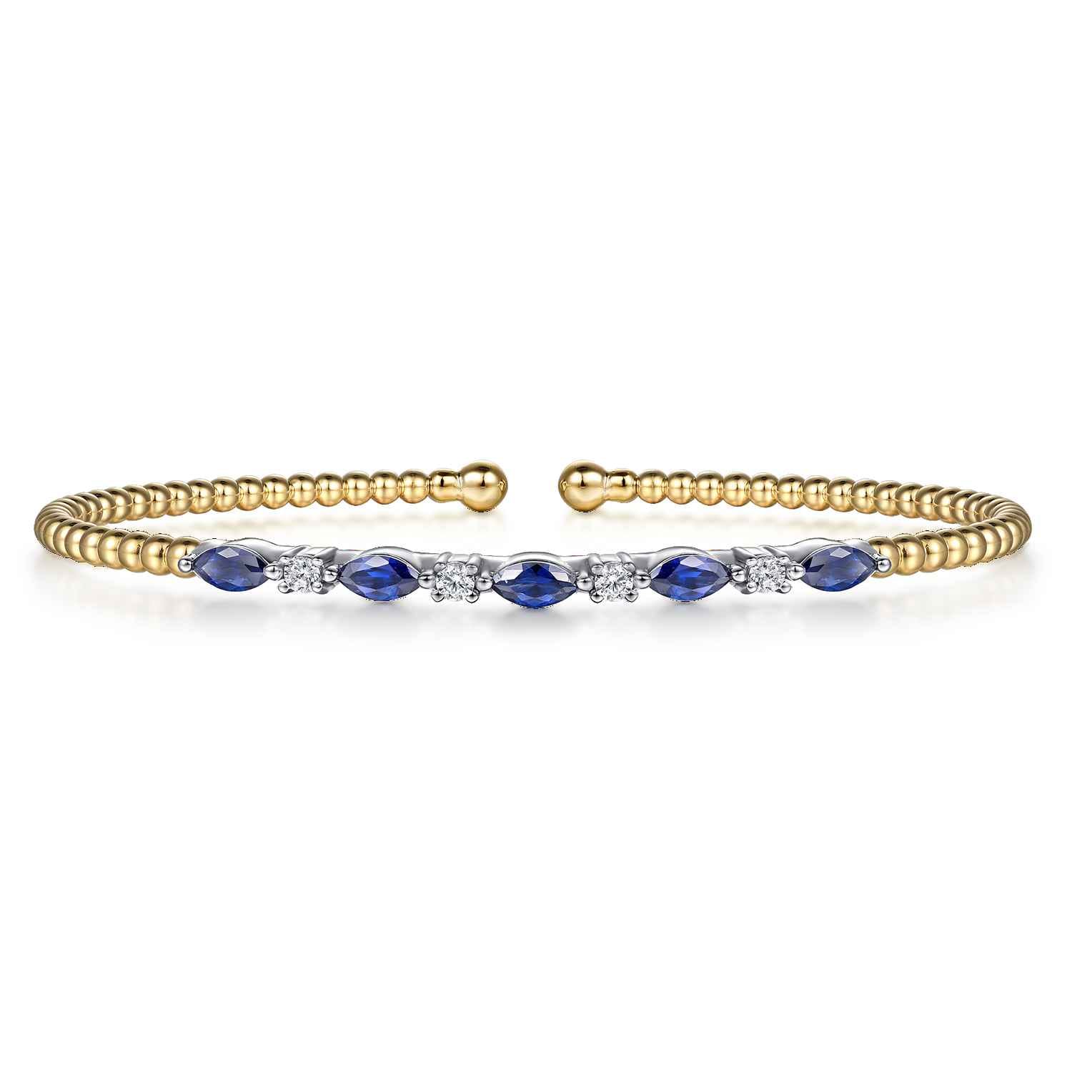 Bujukan Diamond and Marquise Blue Sapphire Split Bangle Bracelet