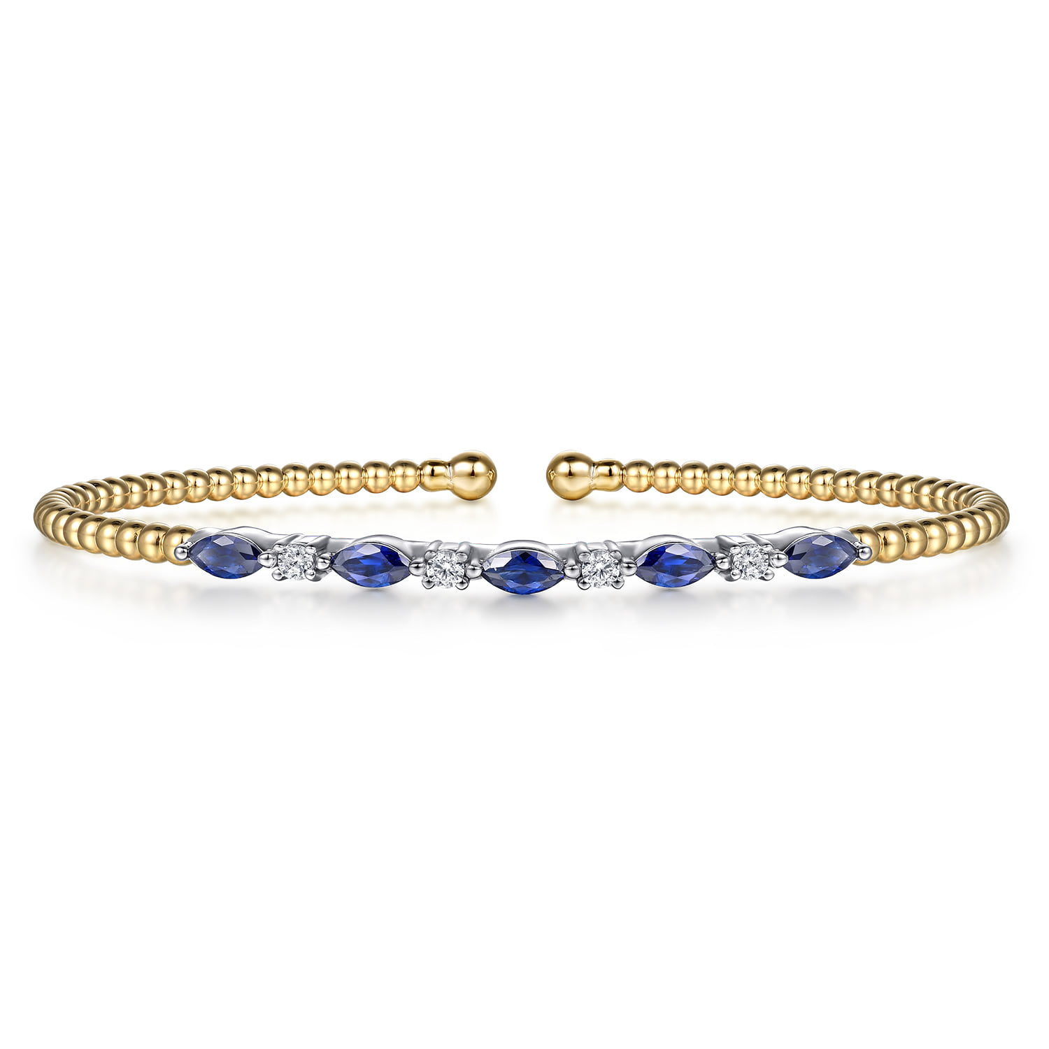 Bujukan Diamond and Marquise Blue Sapphire Split Bangle Bracelet