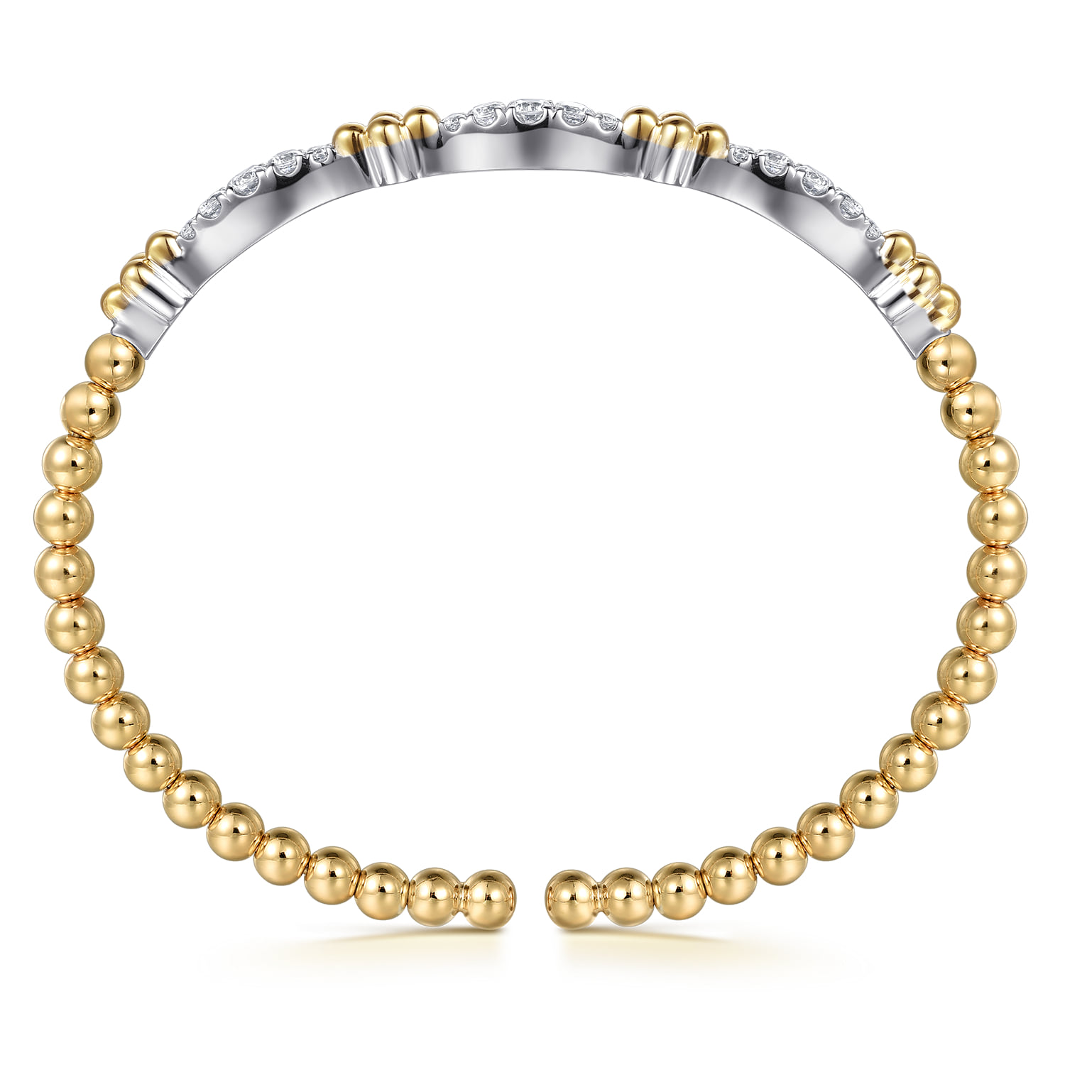 Bujukan Clover and Diamond Split Bangle Bracelet in 14K White/Yellow Gold, photograph 3