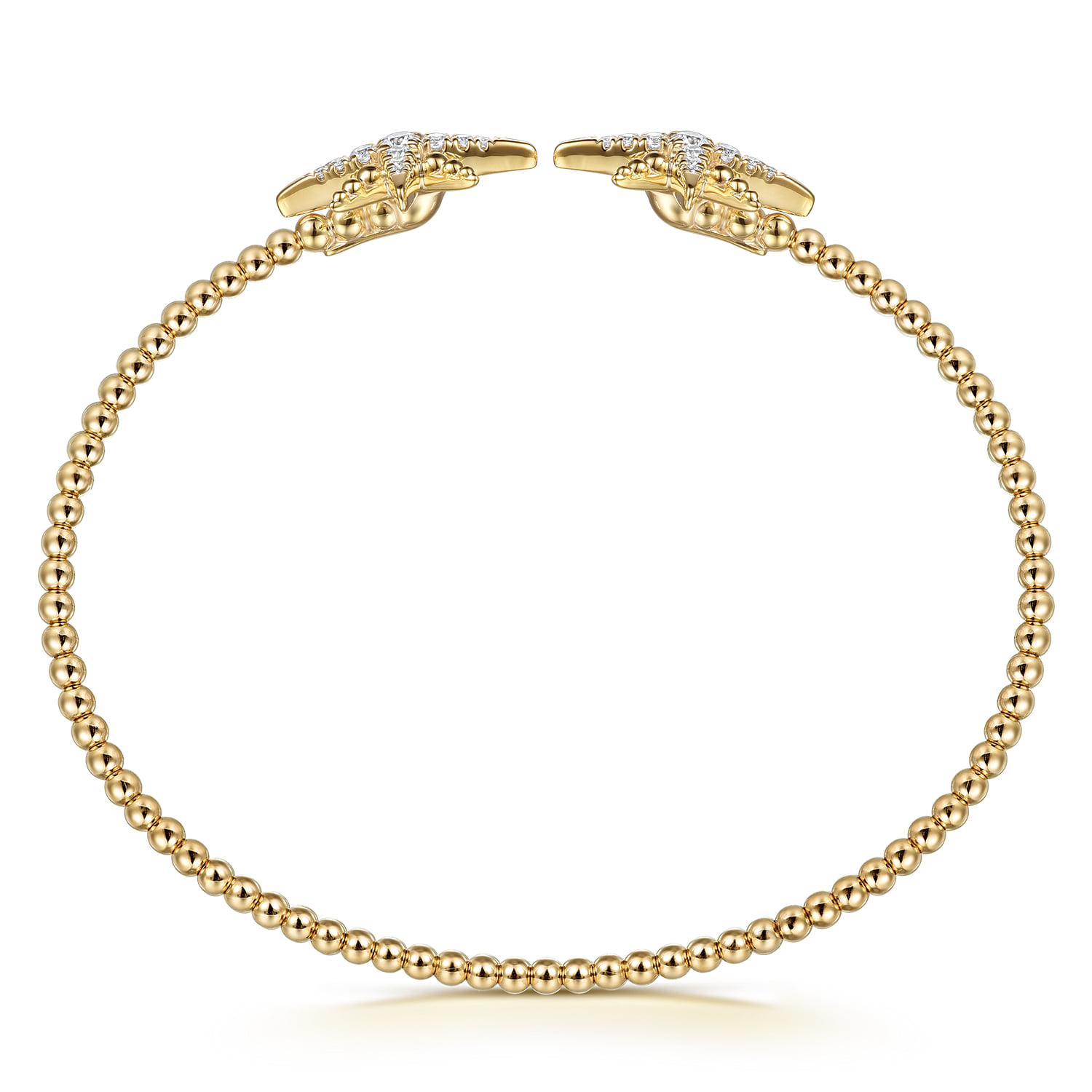 Bujukan and Diamond Starburst Open Bangle Bracelet in 14K Yellow Gold, photograph 3
