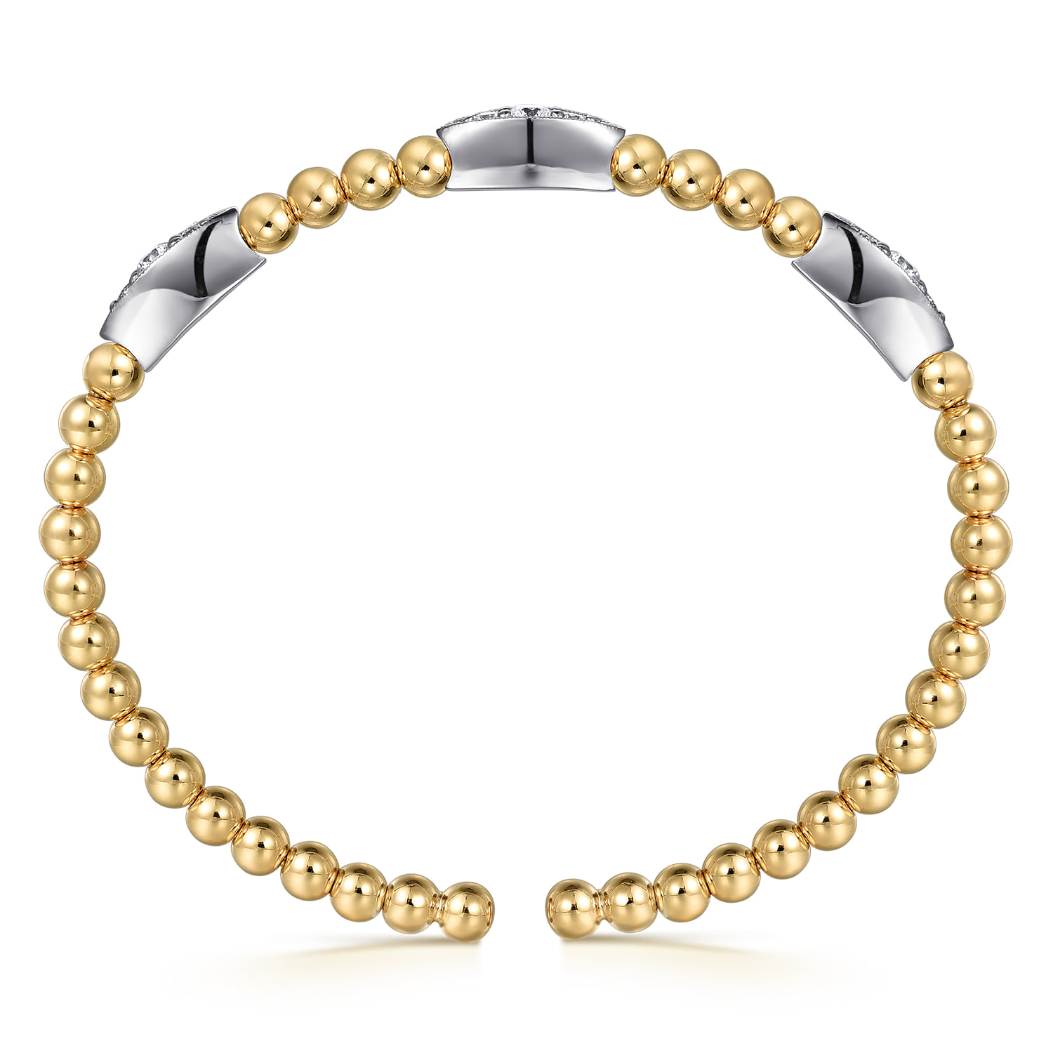Bujukan and Diamond Station Split Bangle Bracelet in 14K White/Yellow Gold, photograph 3