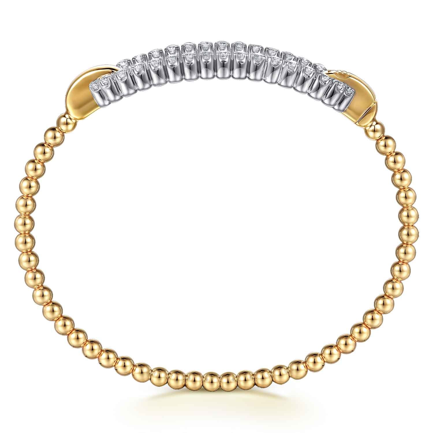 Bujukan and Diamond Link Bangle Bracelet in 14K White/Yellow Gold, photograph 3