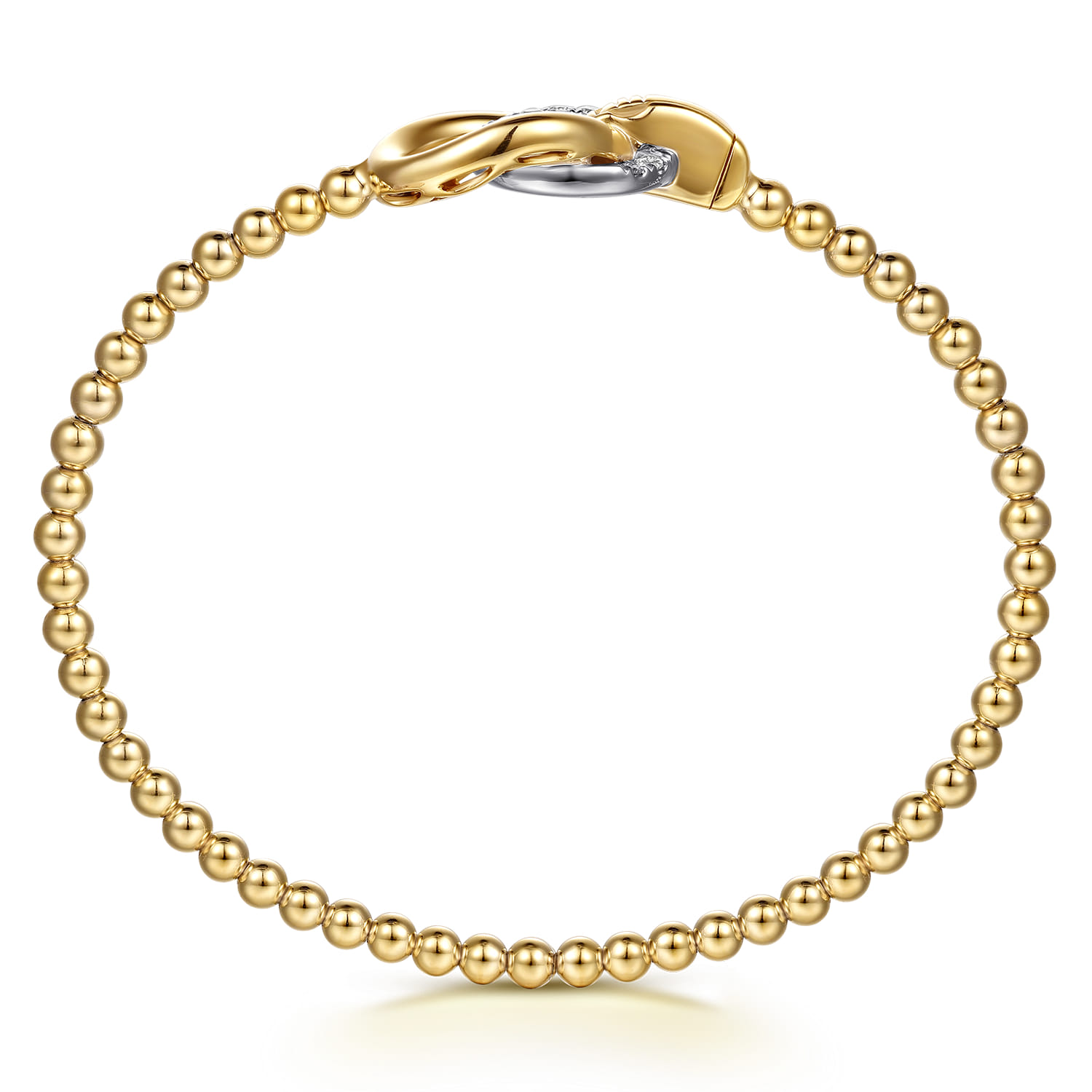 Bujukan and Diamond Double Circle Bangle Bracelet in 14K White/Yellow Gold, photograph 3