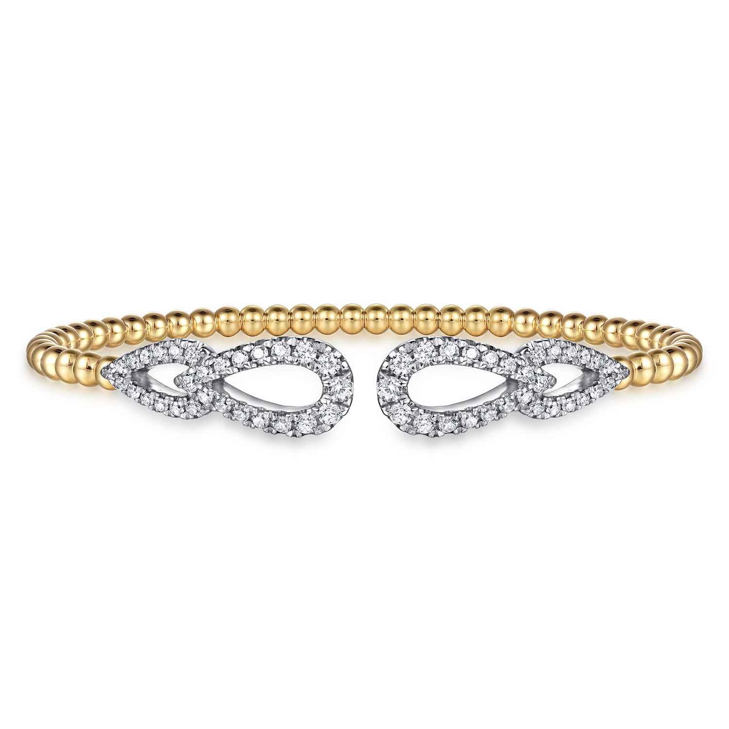 Bujukan and Diamond Double Teardrop Open Bangle Bracelet