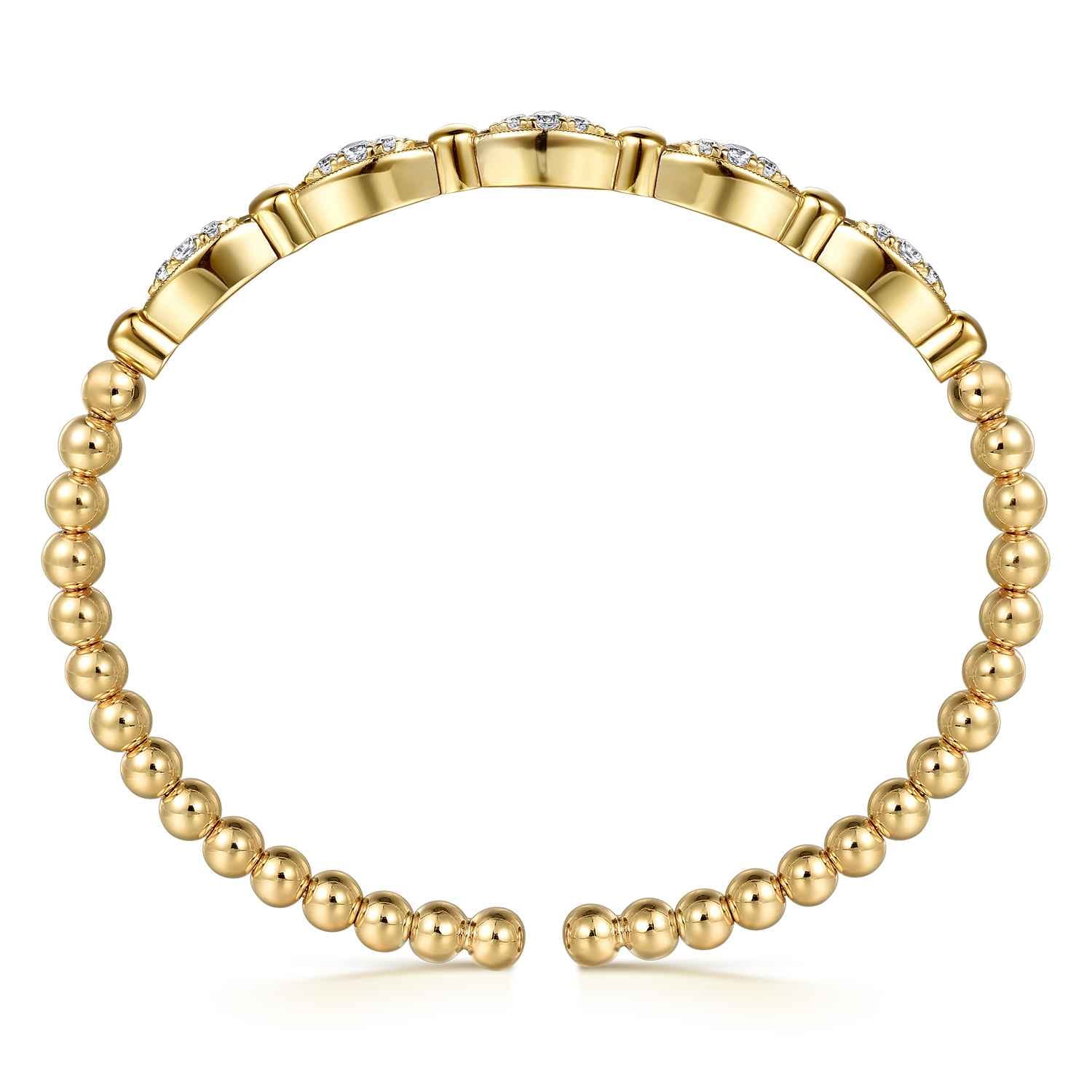 Bujukan and Diamond Bar Bangle Bracelet in 14K Yellow Gold, photograph 3