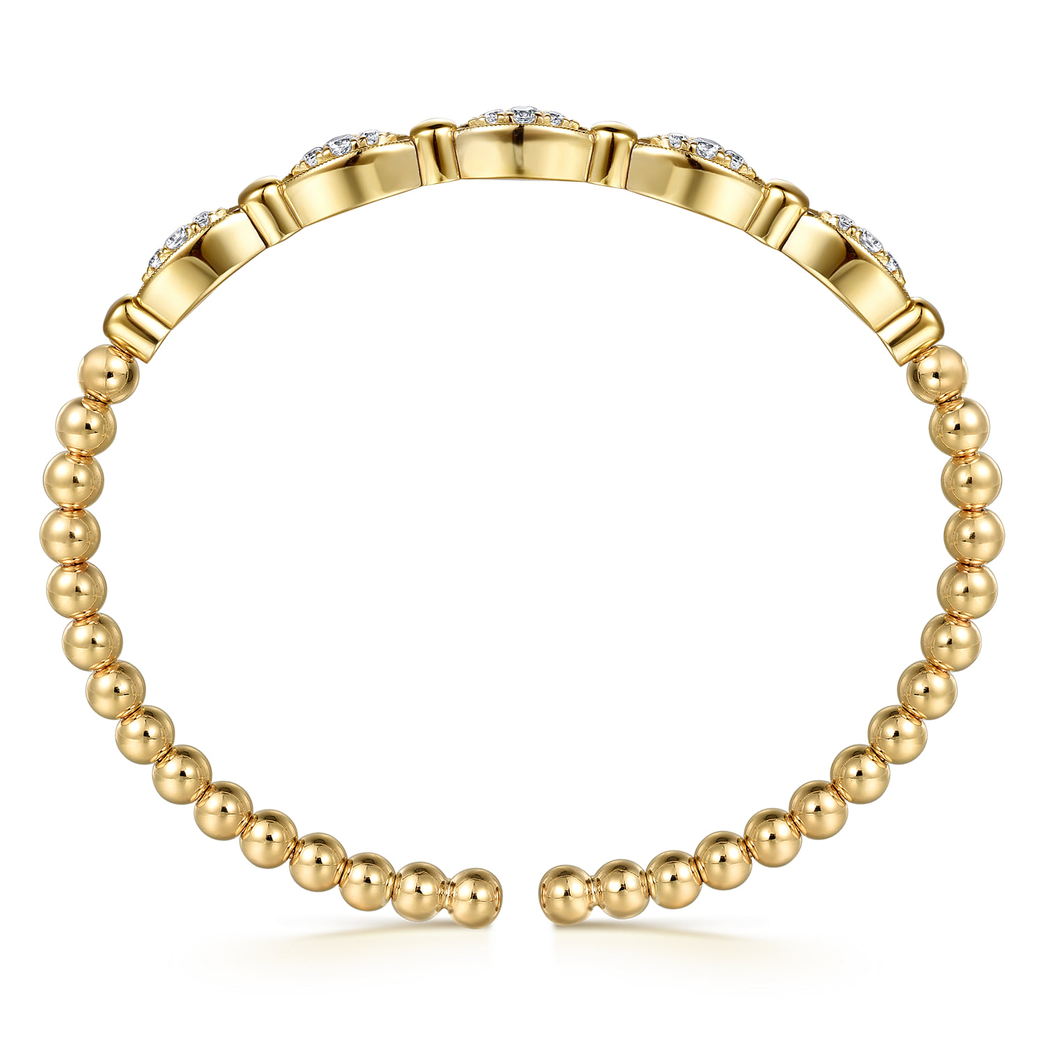 Bujukan and Diamond Bar Bangle Bracelet in 14K Yellow Gold, photograph 3