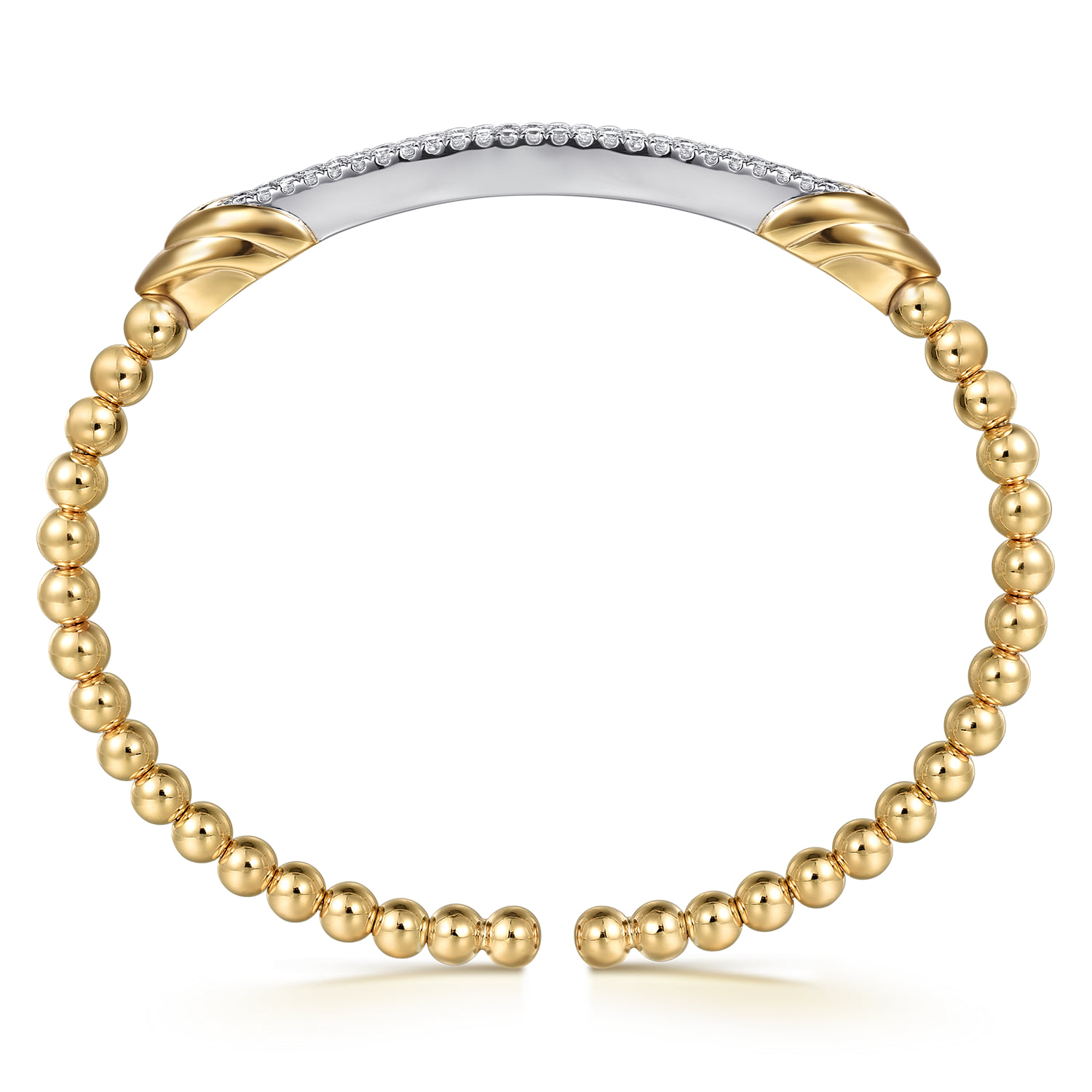 Yellow Bujukan and Diamond Bar Split Bangle Bracelet in 14K White/Yellow Gold, photograph 3