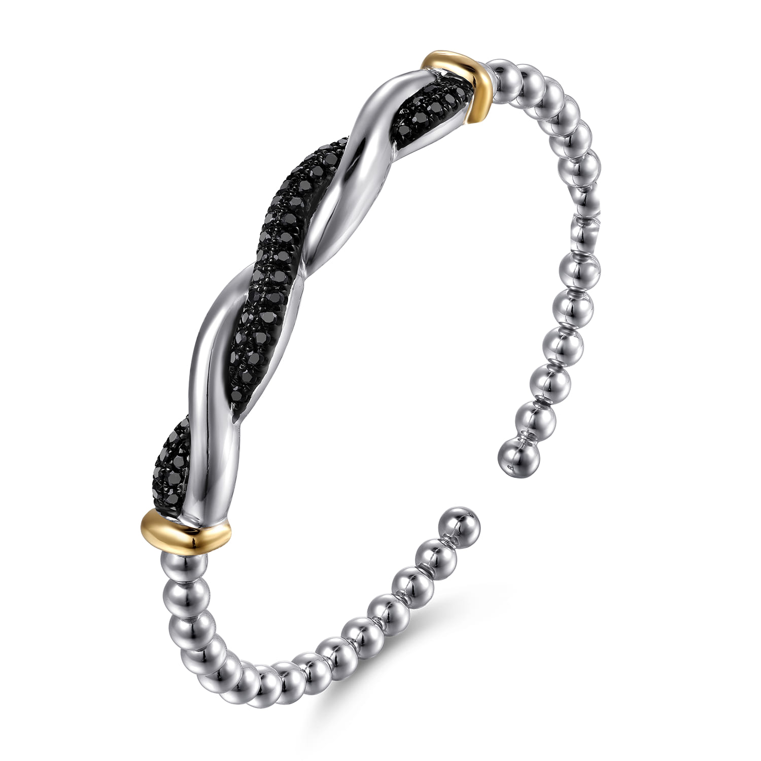 and Bujukan Black Spinel Twisted Bangle Bracelet in 14K Yellow Gold, photograph 2