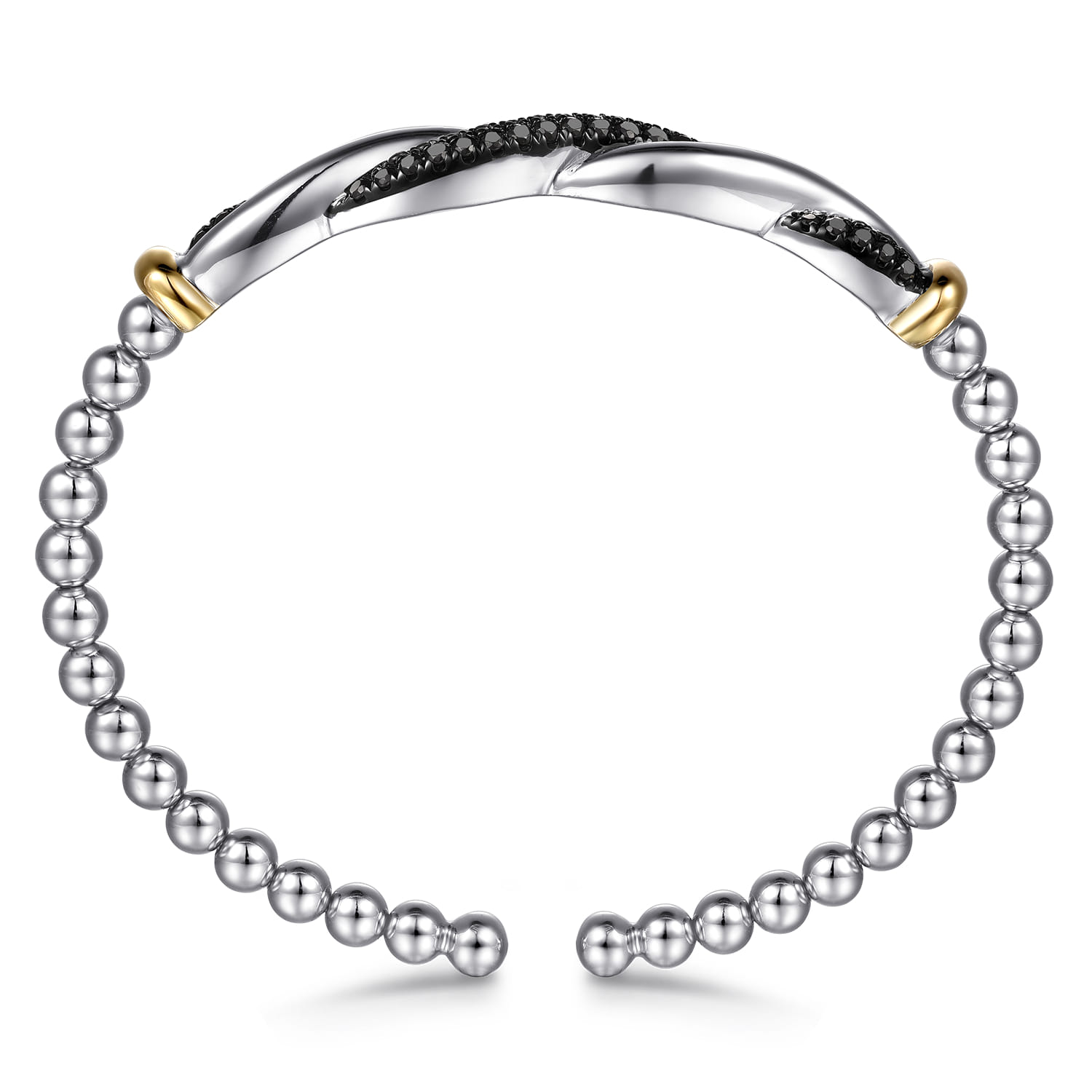 and Bujukan Black Spinel Twisted Bangle Bracelet in 14K Yellow Gold, photograph 3