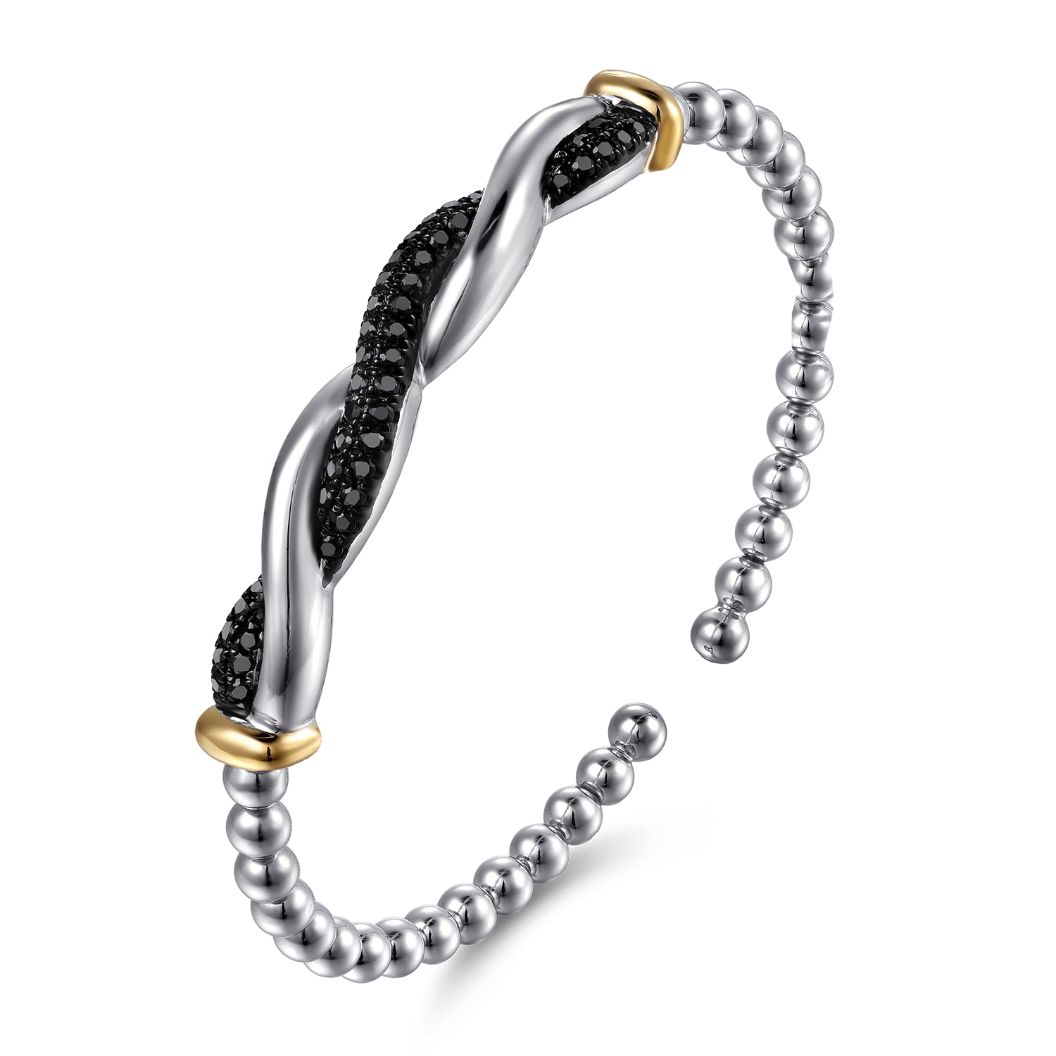 and Bujukan Black Spinel Twisted Bangle Bracelet in 14K Yellow Gold, photograph 2