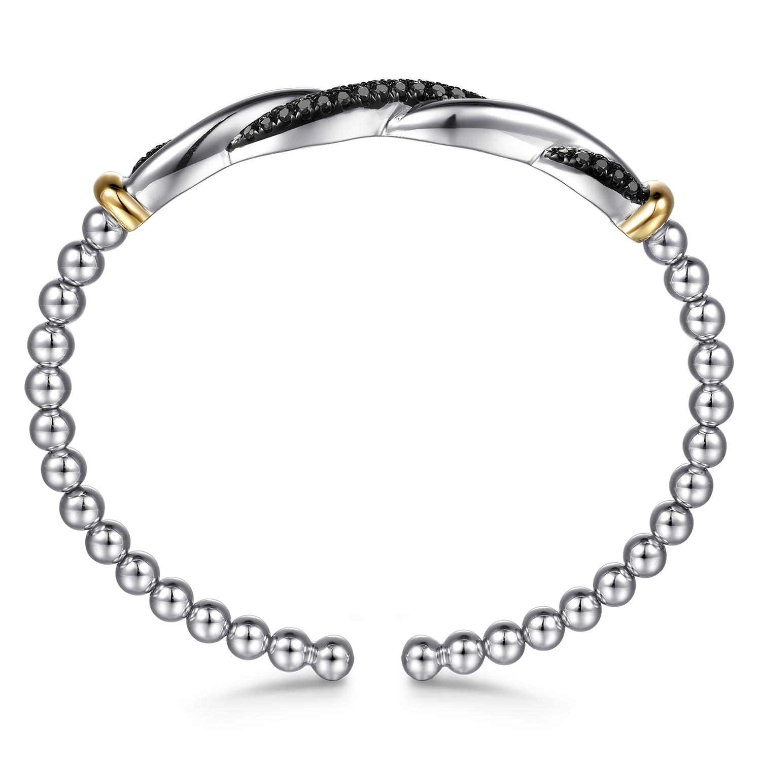 and Bujukan Black Spinel Twisted Bangle Bracelet in 14K Yellow Gold, photograph 3