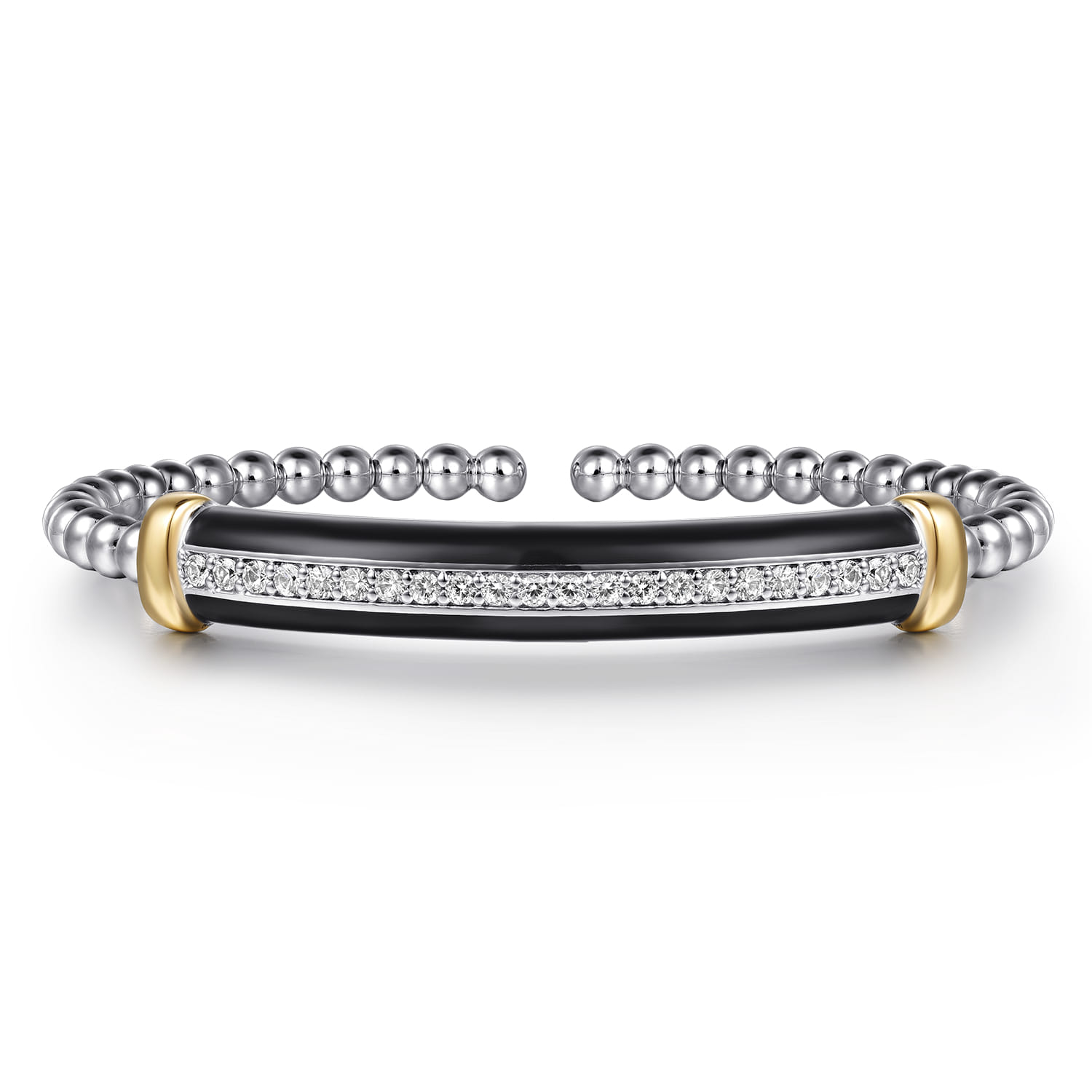 and Bujukan White Sapphire Bangle with Black Enamel