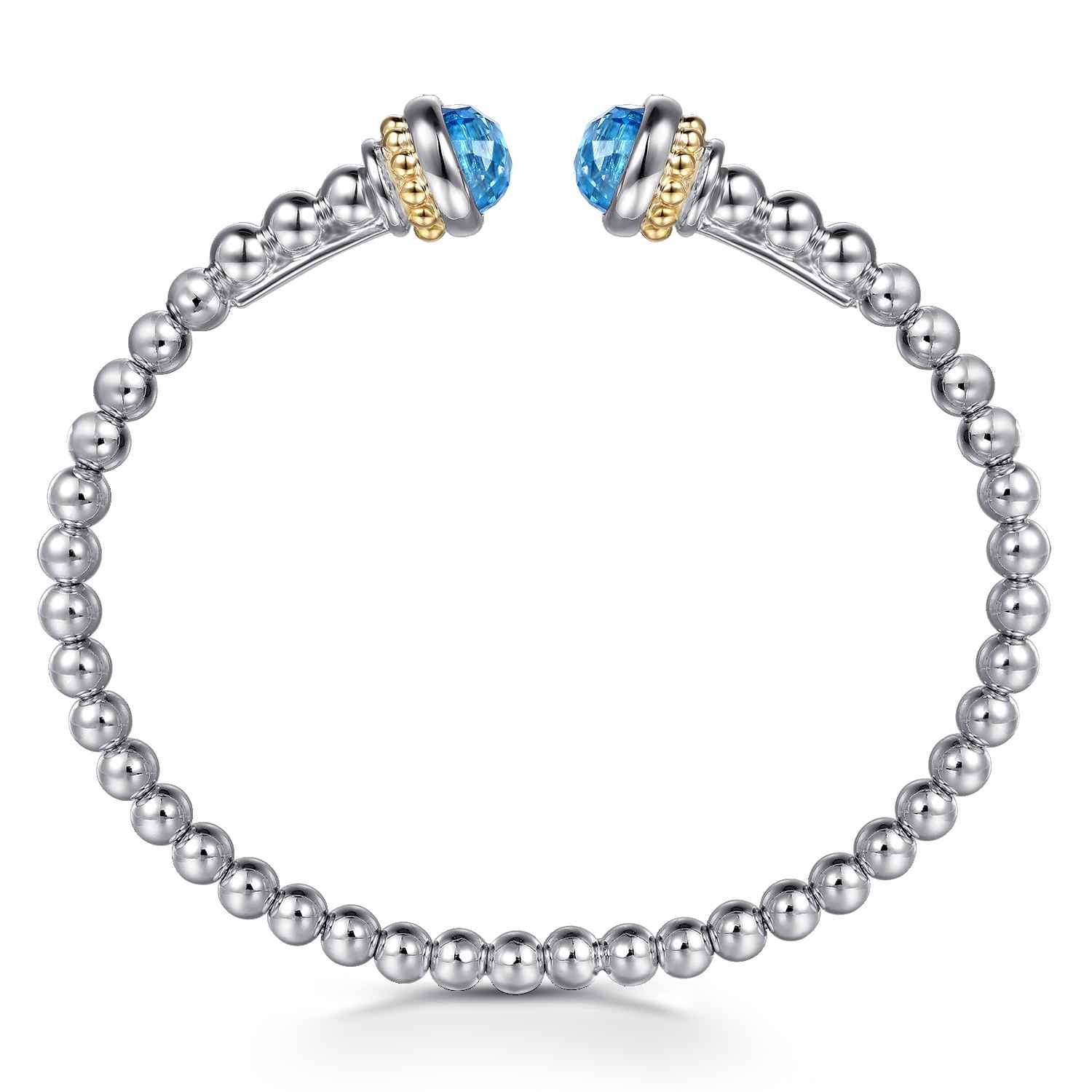 Silver Swiss Blue Topaz Bangle in 14K Yellow Gold, photograph 3