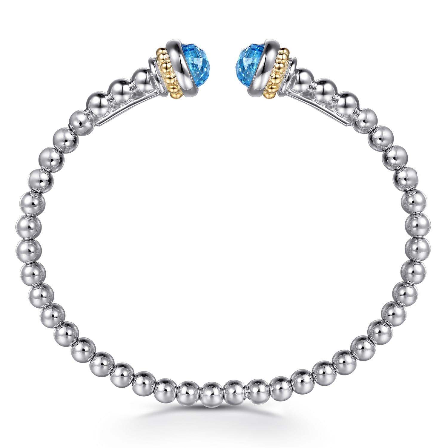 and Blue Topaz Bujukan Open Bangle in 14K Yellow Gold, photograph 3