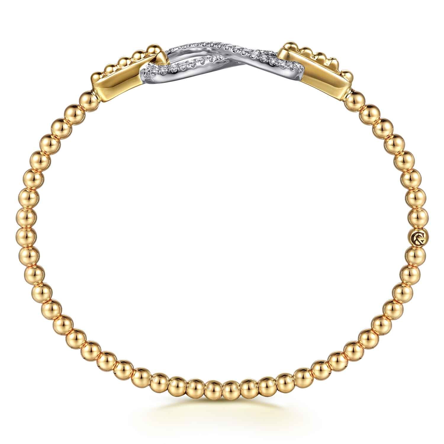 Bujukan Diamond Infinity Bangle Bracelet in 14K White/Yellow Gold, photograph 3
