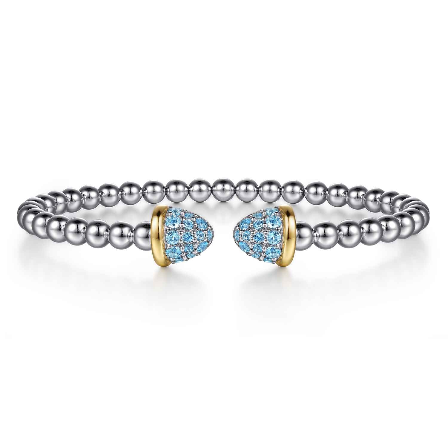 and Bujukan Pave Blue Topaz Bullet Split Bangle Bracelet