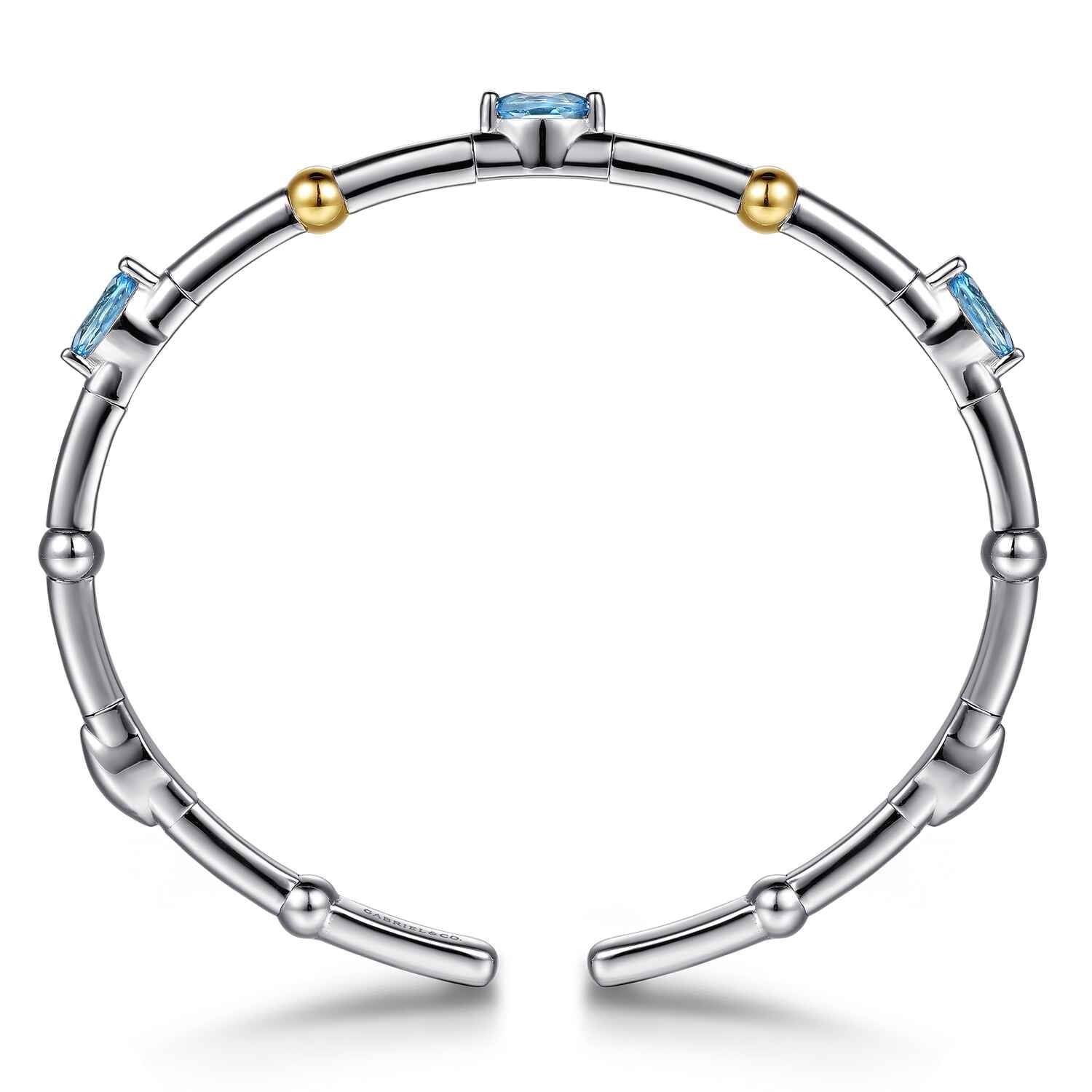 and Blue Topaz Bujukan Bangle Bracelet in 14K Yellow Gold, photograph 3
