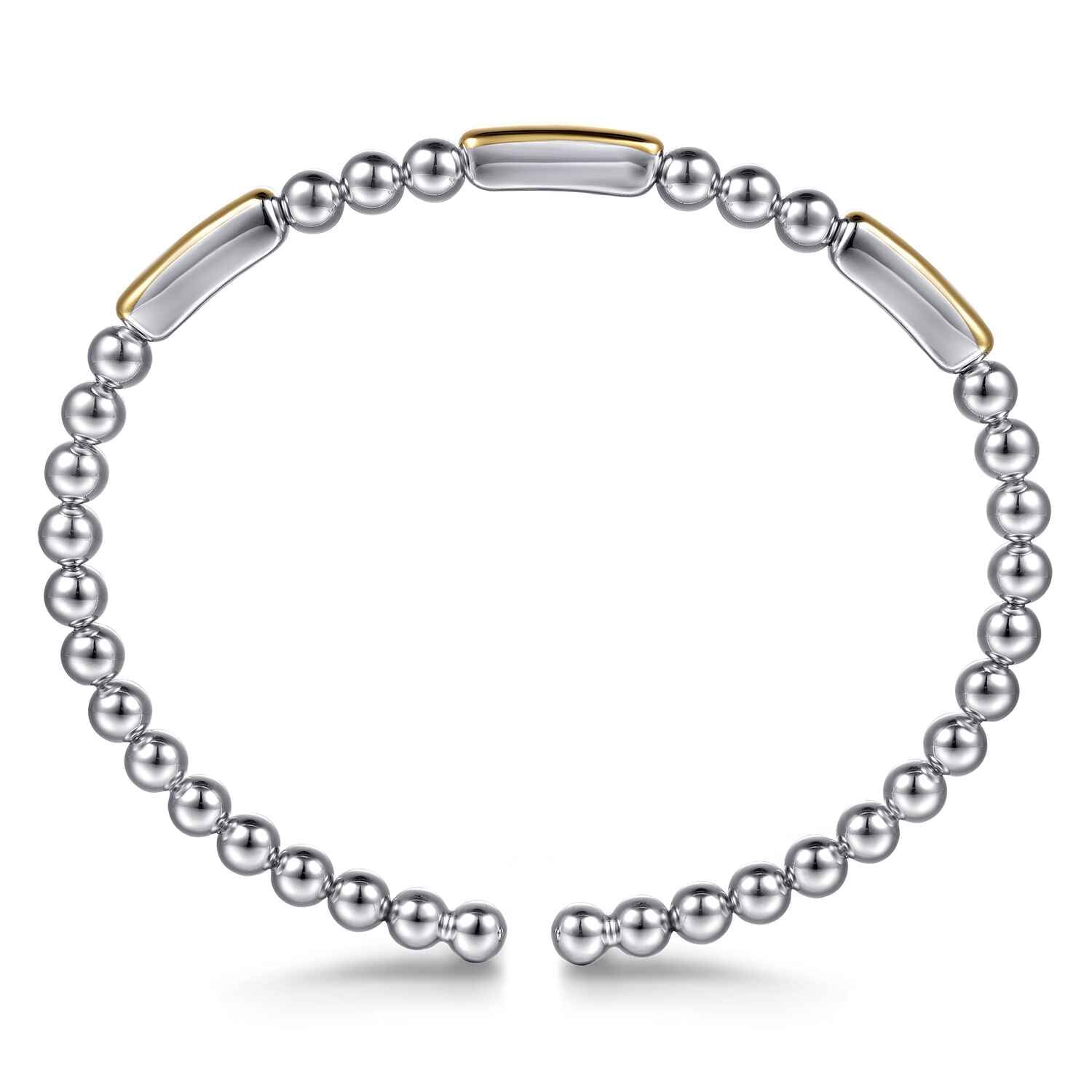 And Three Station Bar Bujukan Bangle Bracelet in 14K Yellow Gold, photograph 3