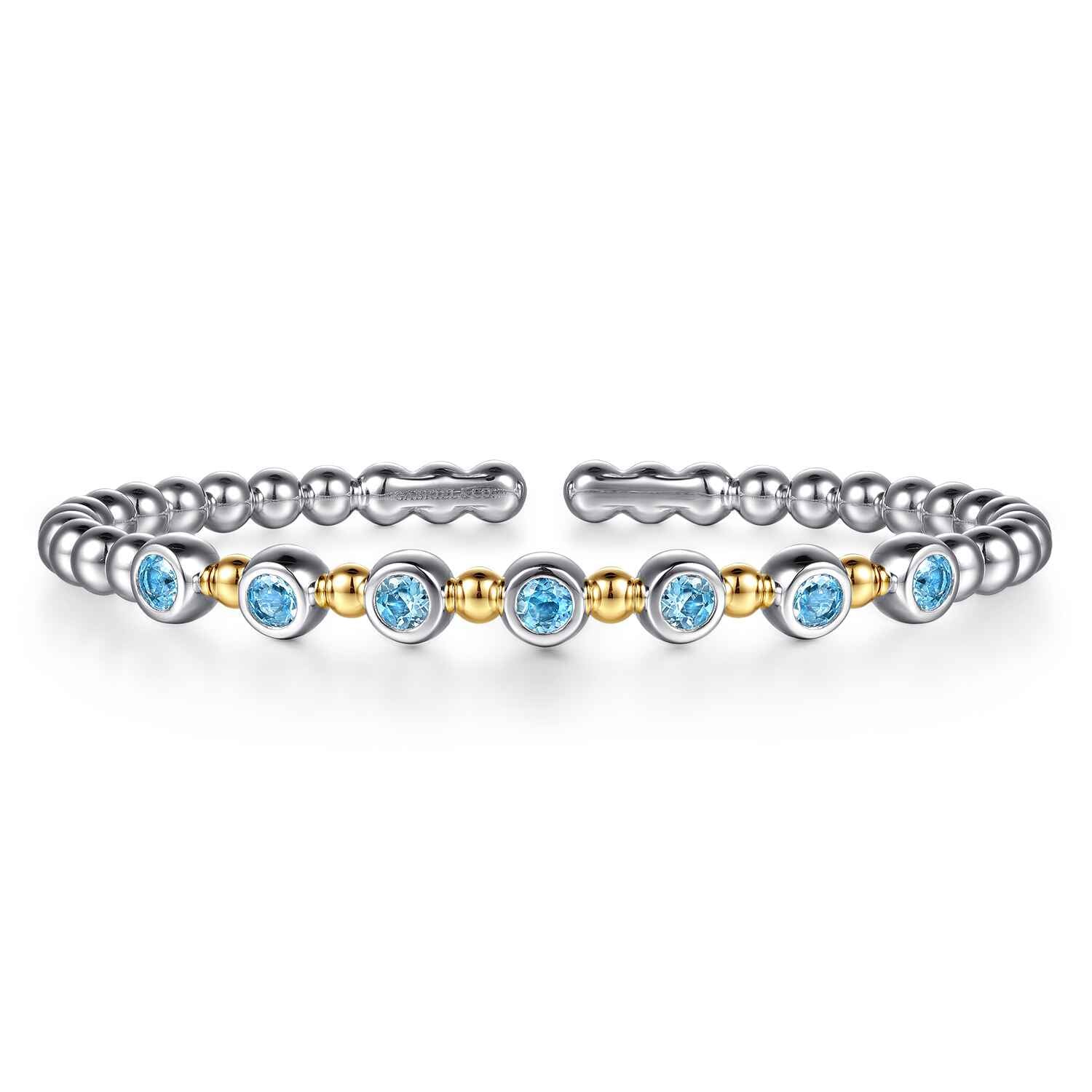and BlueTopaz Bezel Set Bujukan Split Bangle Bracelet