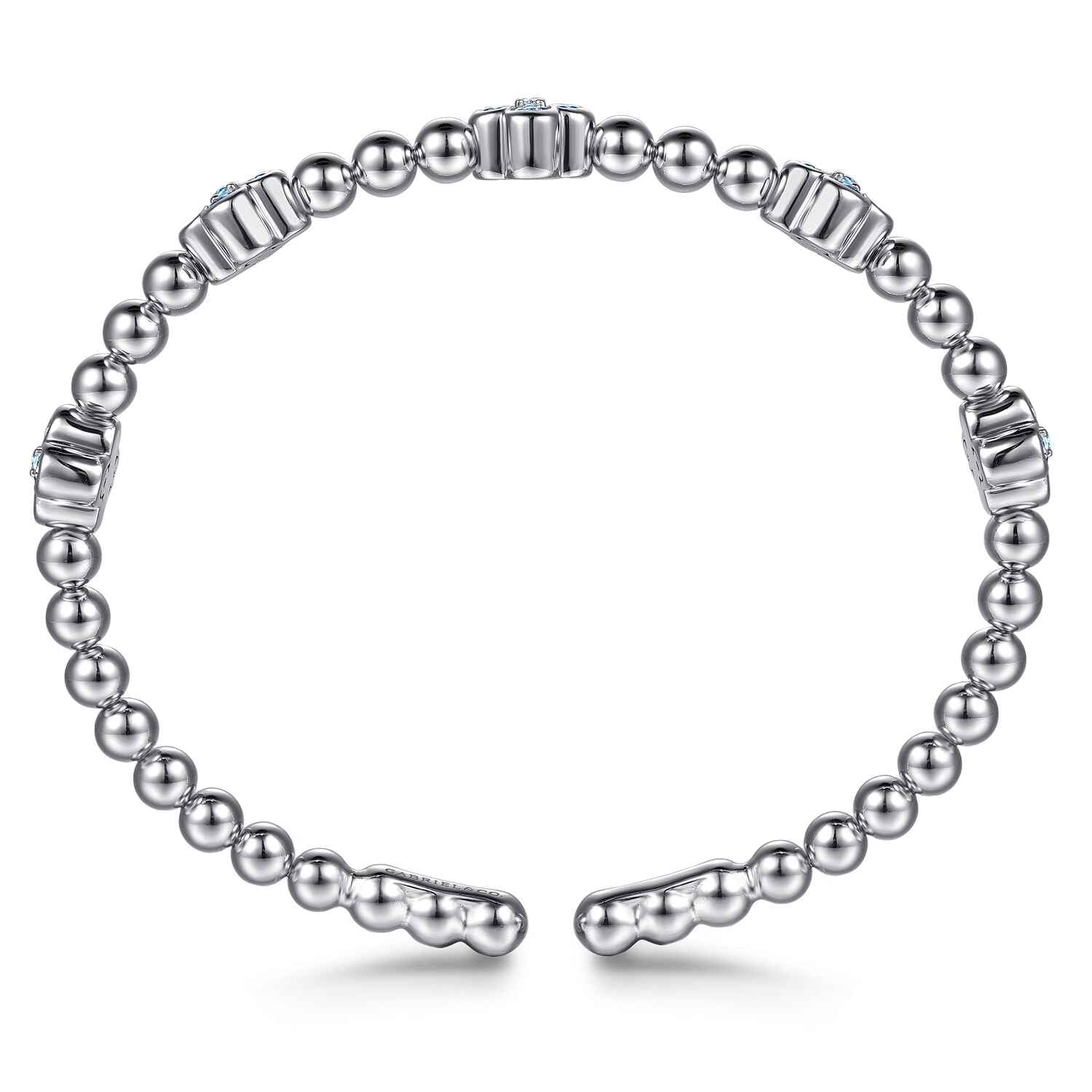 Blue Topaz Clover Bujukan Split Bangle Bracelet in Sterling Silver, photograph 3