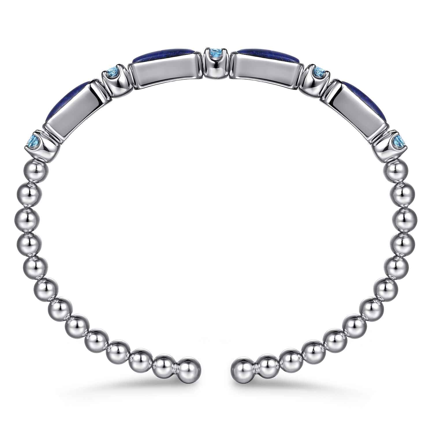 Bujukan Blue Topaz and Lapis Split Bangle Bracelet in Sterling Silver, photograph 3
