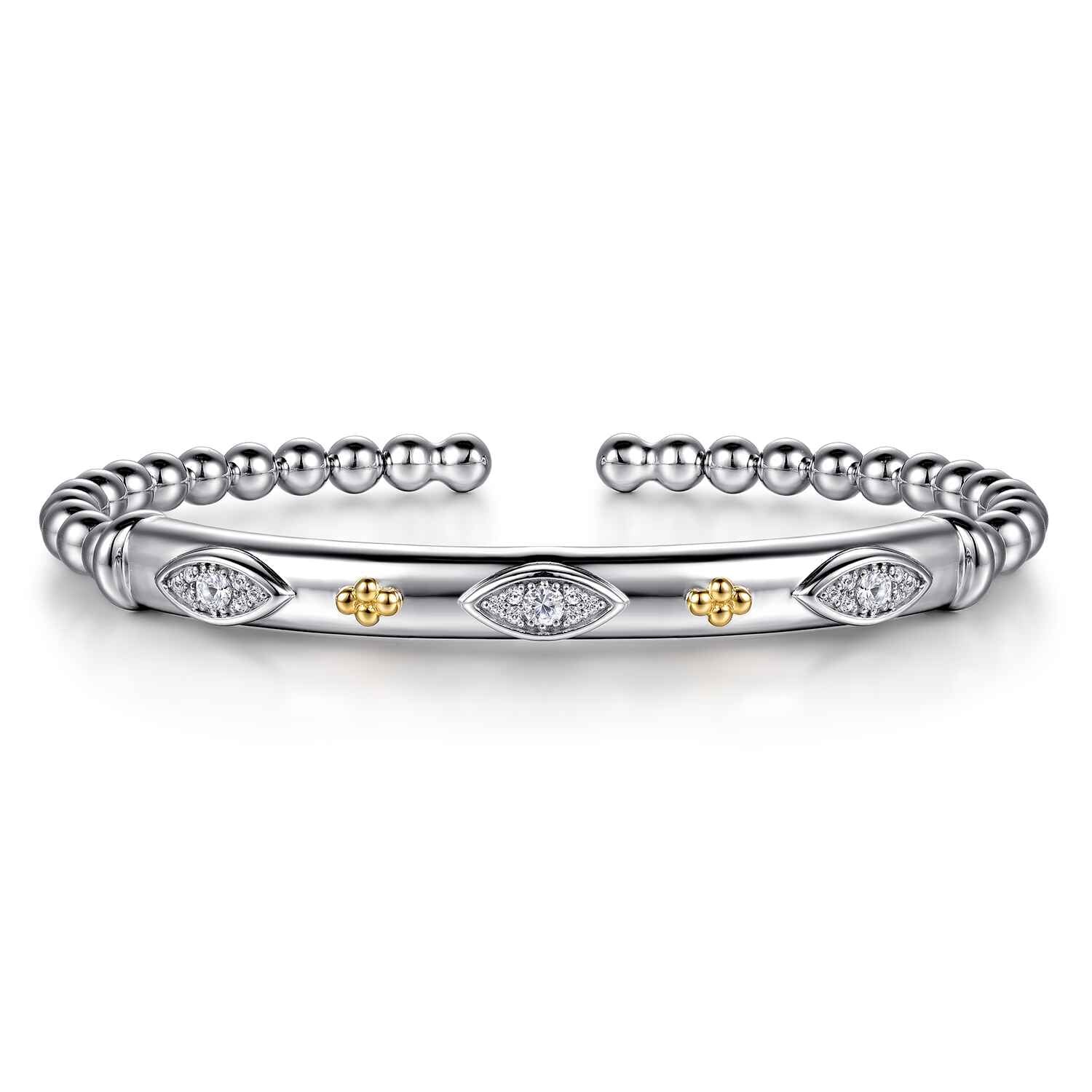 and Bujukan Clover White Sapphire Cuff Bangle Bracelet
