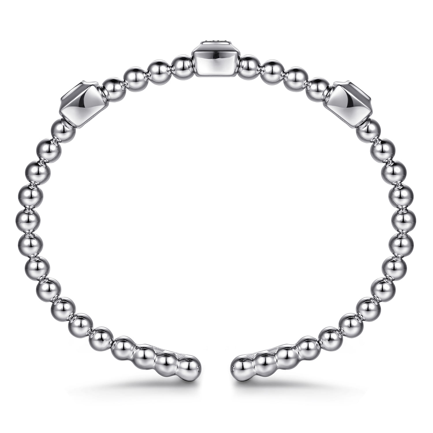 Bujukan Black Spinel Station Bangle Bracelet in Sterling Silver, photograph 3