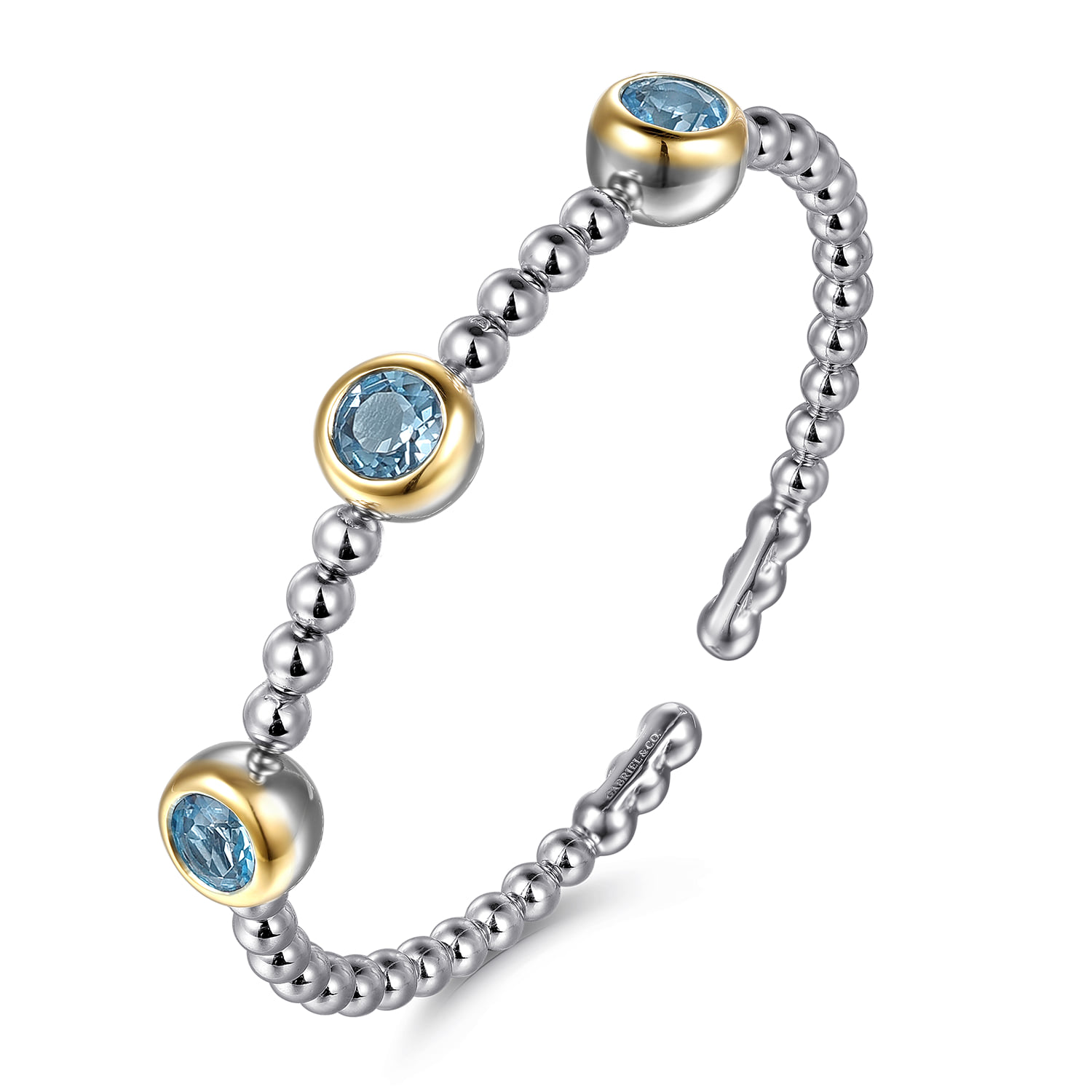 and Bujukan Blue Topaz Bangle Bracelet in 14K Yellow Gold, photograph 2