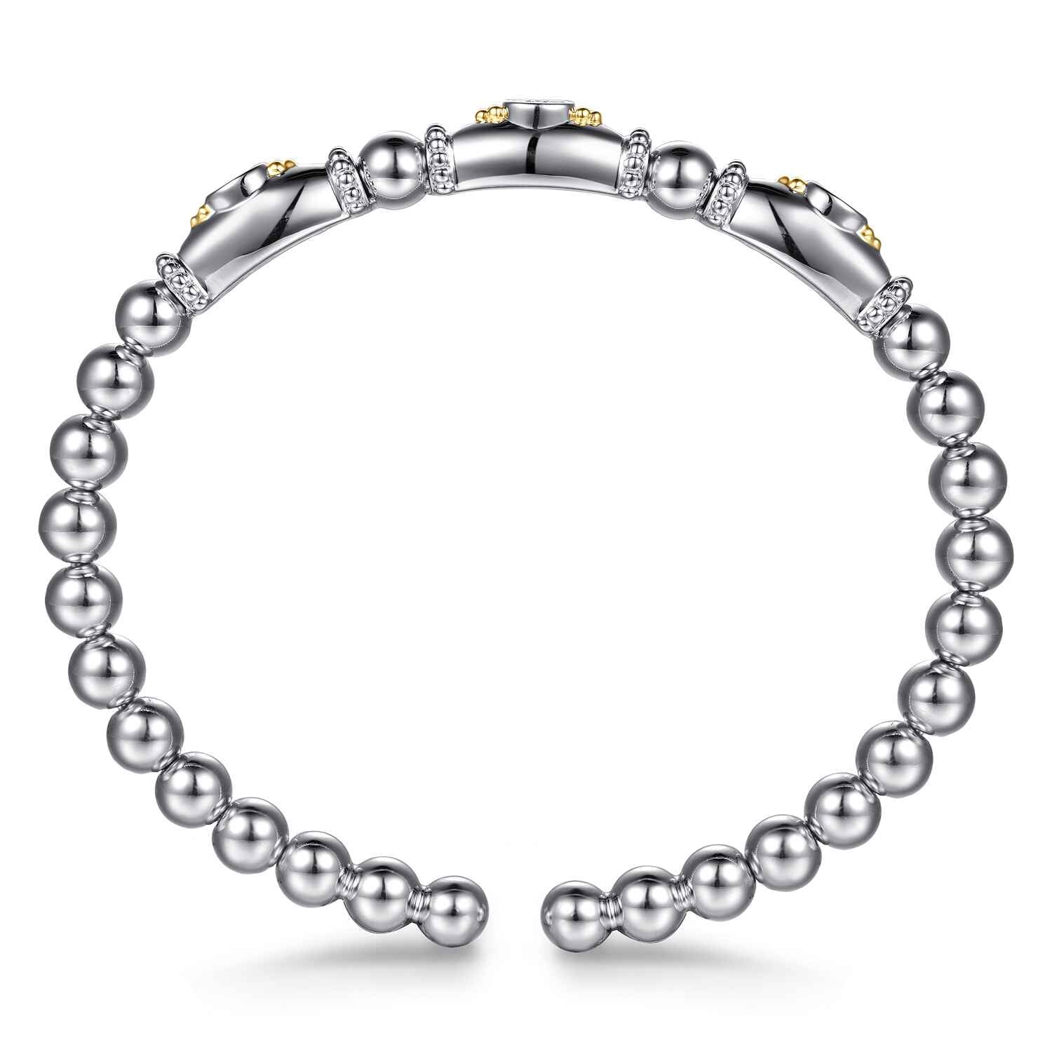 and Bujukan White Sapphire Bangle Bracelet in 14K Yellow Gold, photograph 3