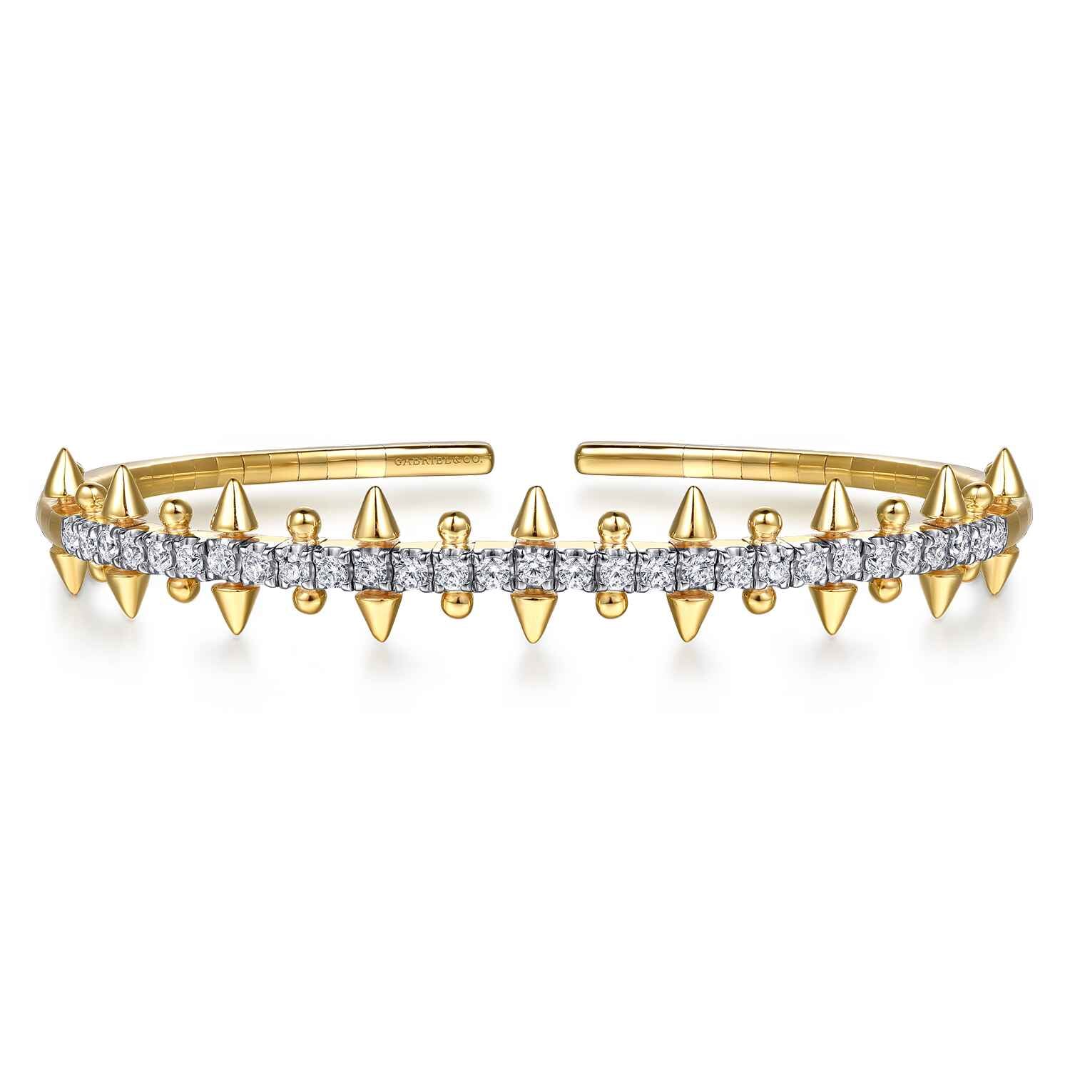 Bujukan Diamond Spike Flexible Cuff Bracelet in 14K Yellow Gold