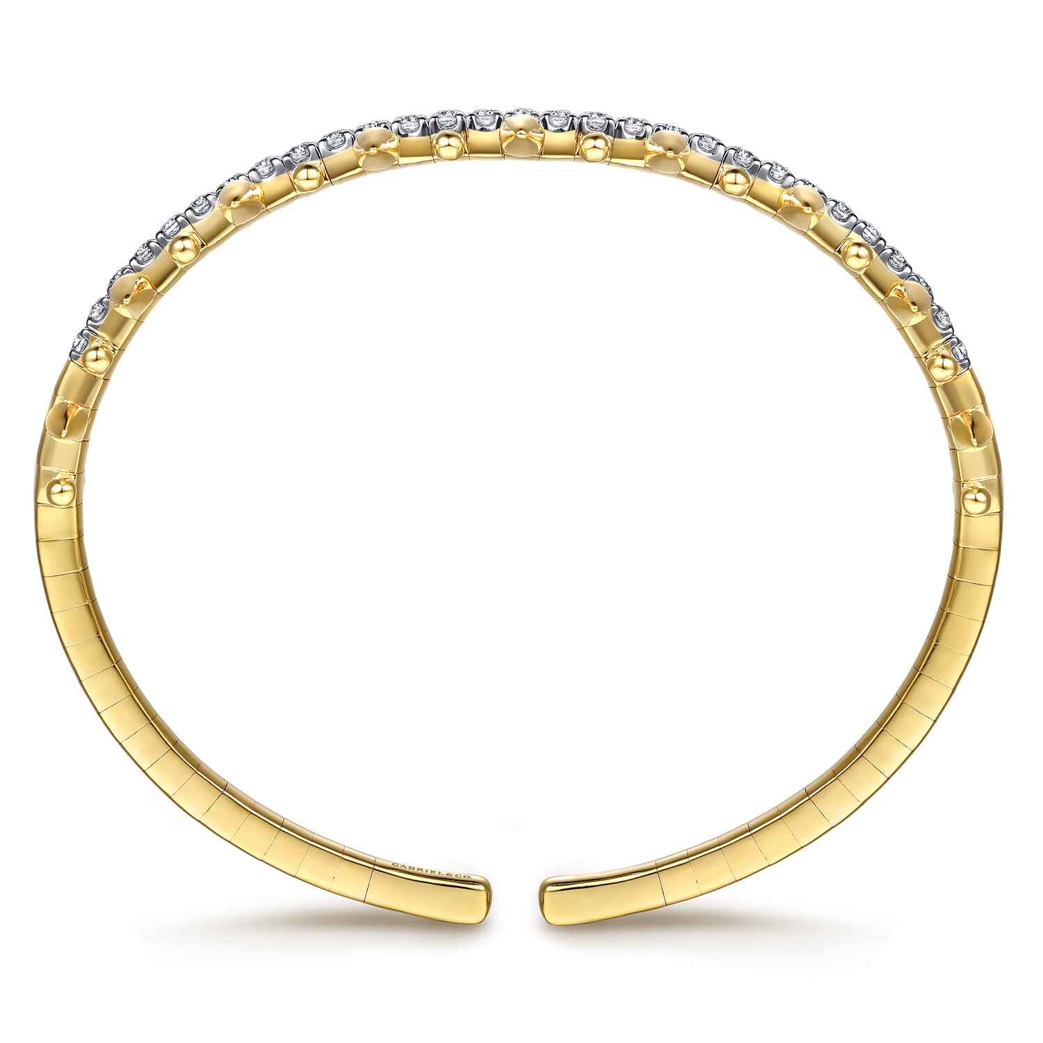 Bujukan Diamond Spike Flexible Cuff Bracelet in 14K Yellow Gold, photograph 3