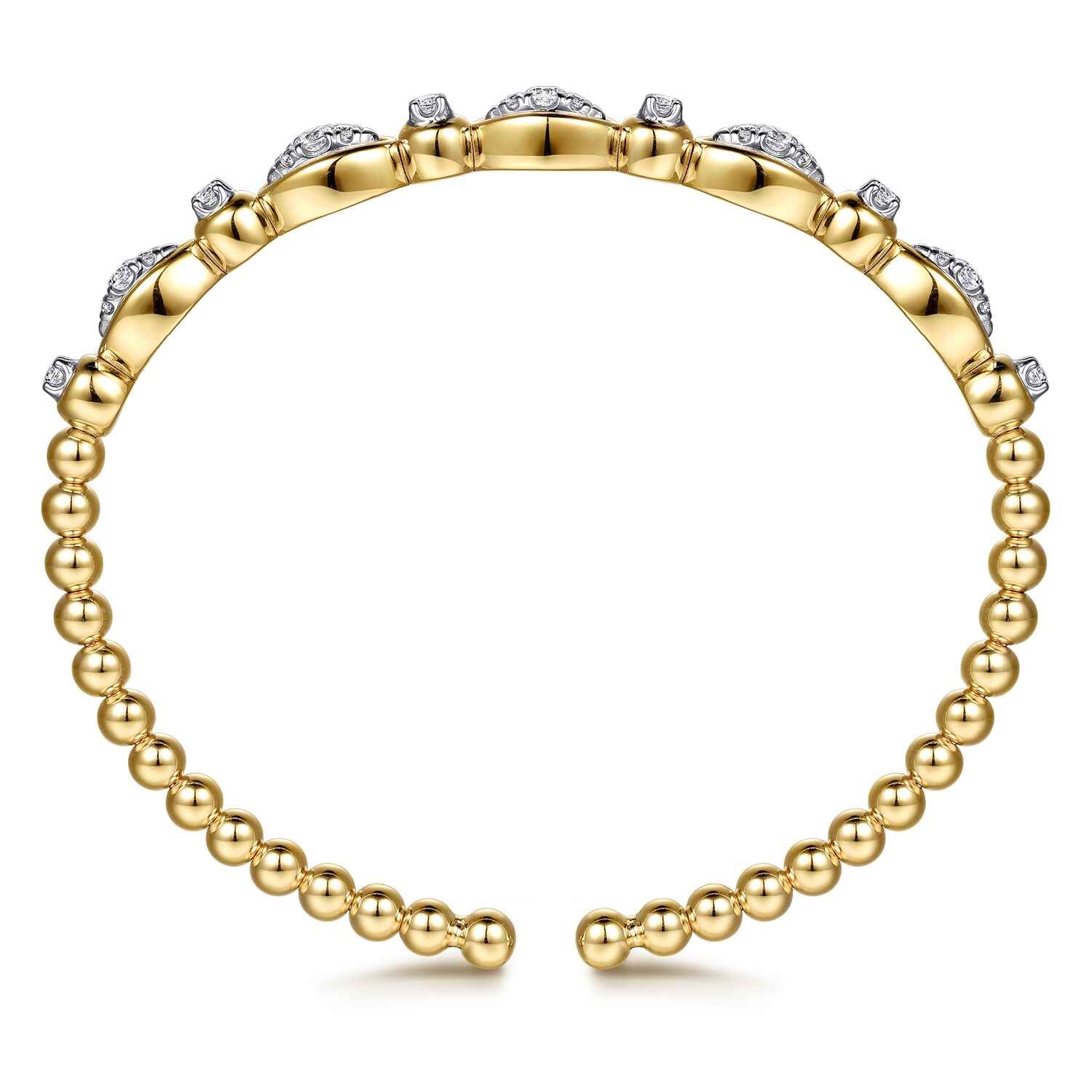 Bujukan Bezel Diamond Bangle Bracelet in 14K White/Yellow Gold, photograph 3