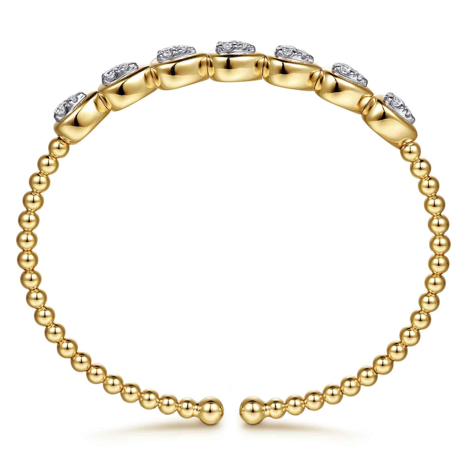 Bujukan Bezel Diamond Split Bangle Bracelet in 14K White/Yellow Gold, photograph 3