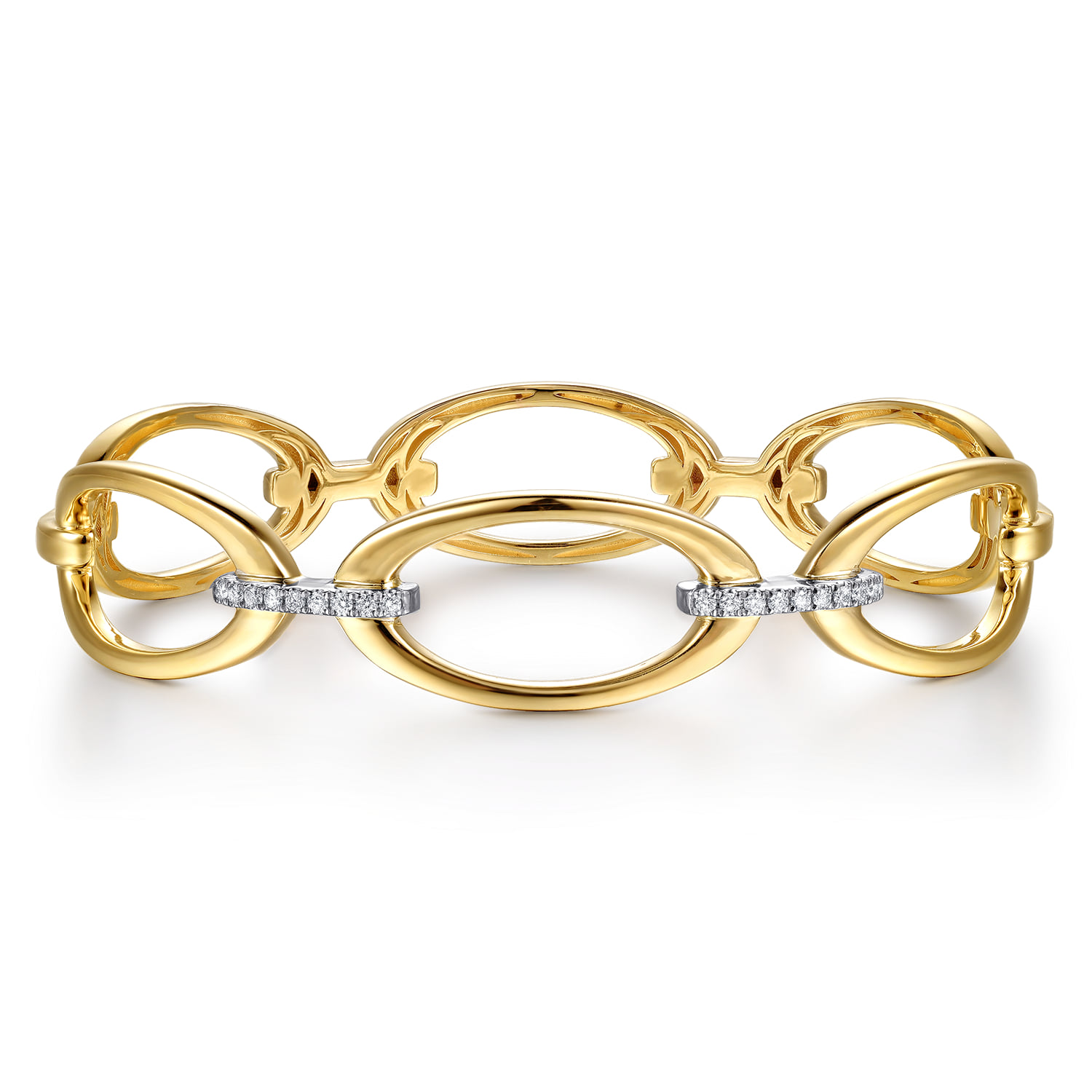 Diamond Link Closed Bangle Bracelet