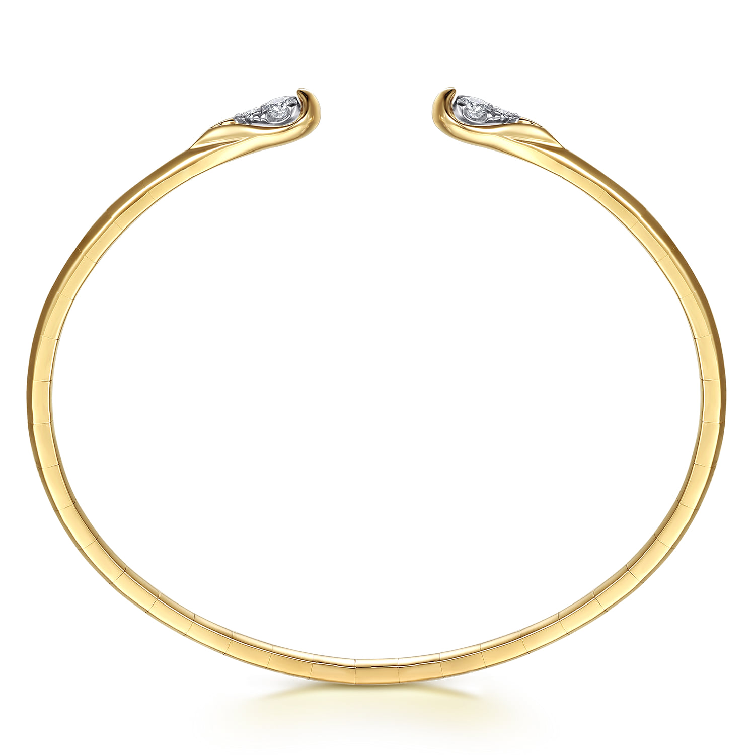 Diamond Open Bangle Bracelet in 14K White/Yellow Gold, photograph 3