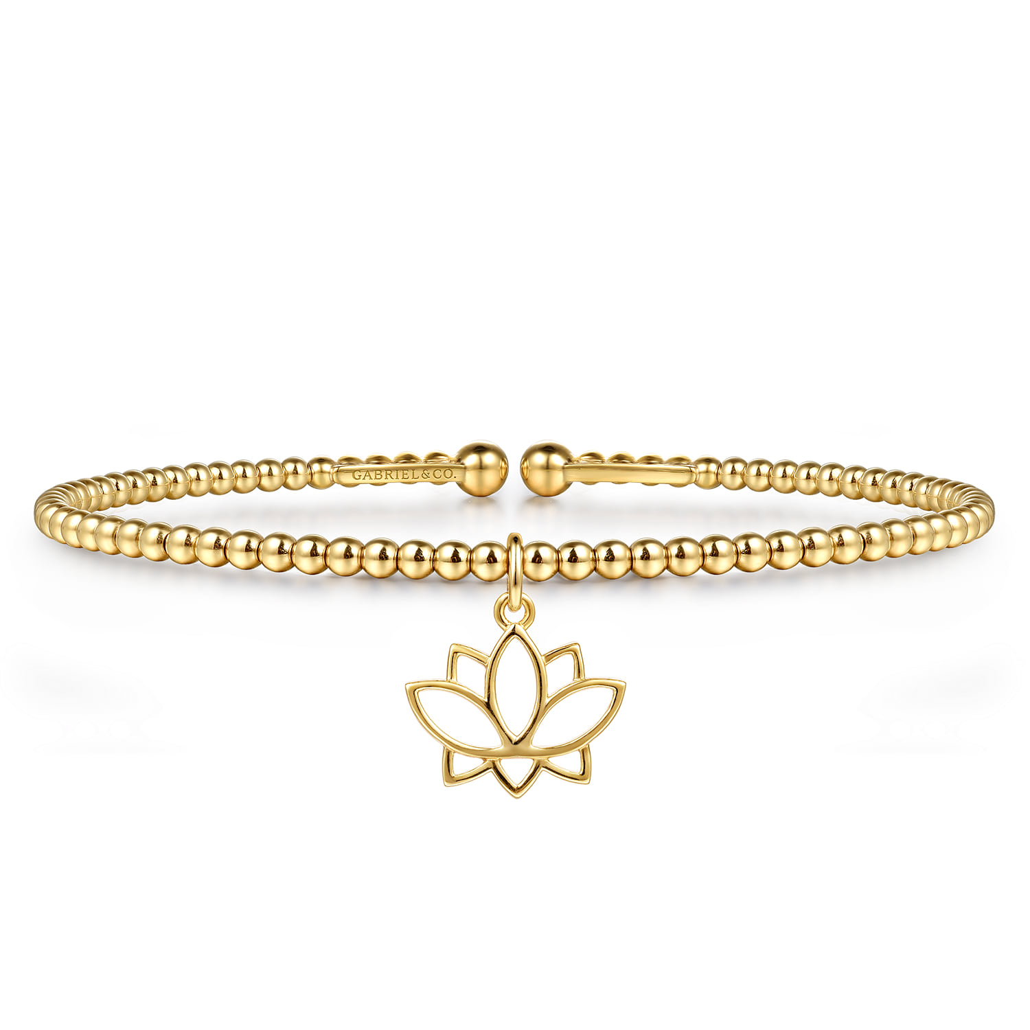 Bujukan Beaded Lotus Flower Cuff Bangle Bracelet