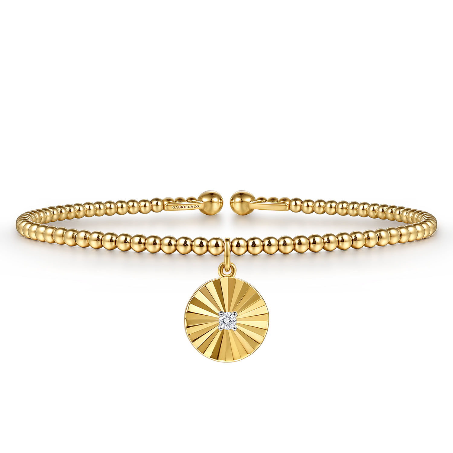 Bujukan Beaded Diamond and Diamond Cut Cuff Bangle Bracelet
