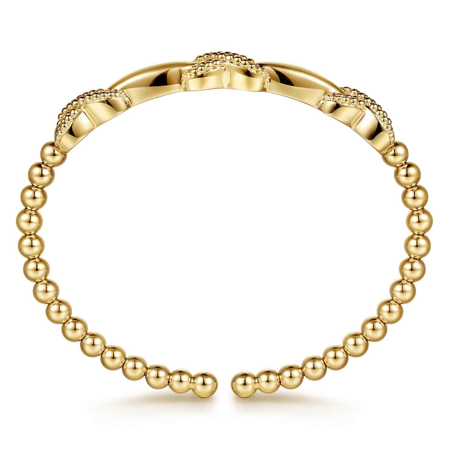Bujukan Beaded Cuff Bangle Bracelet in 14K Yellow Gold, photograph 3