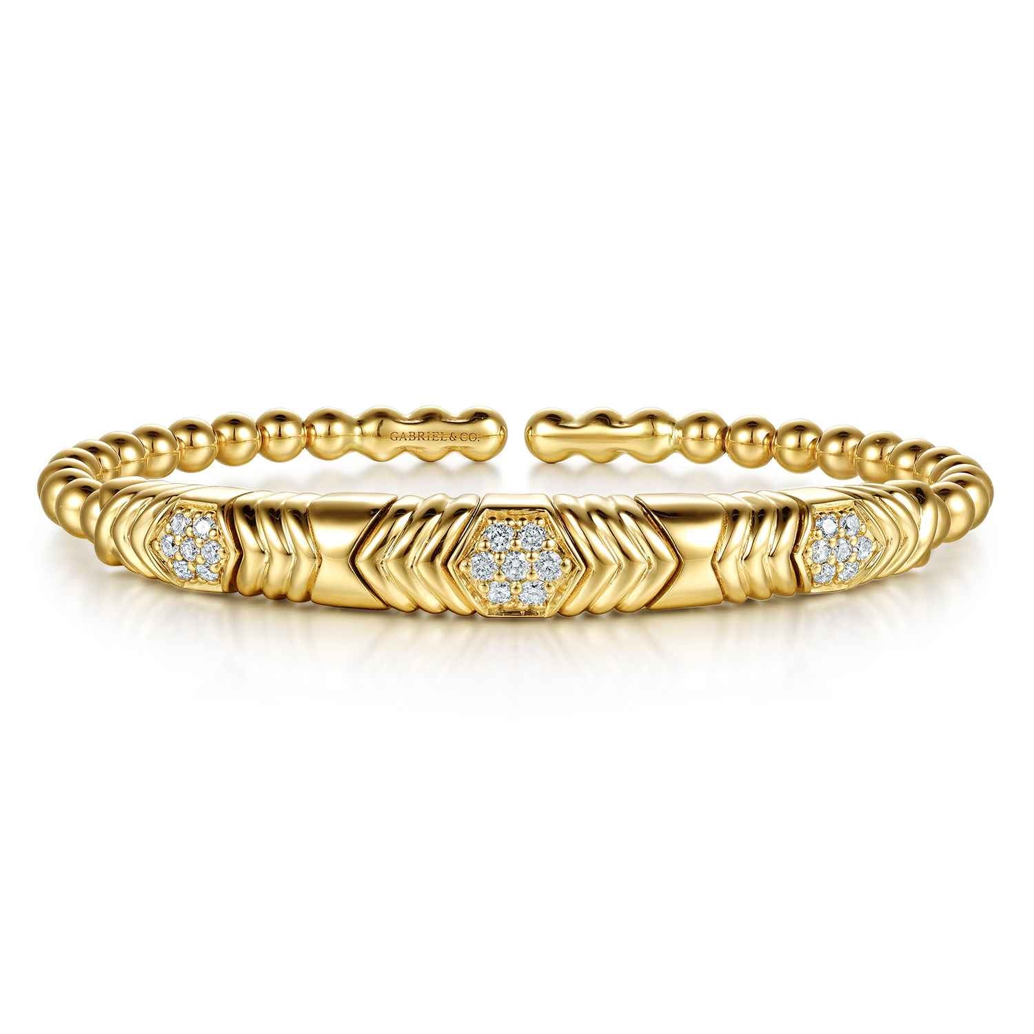 Bujukan Beaded Diamond Cluster Cuff Bangle Bracelet