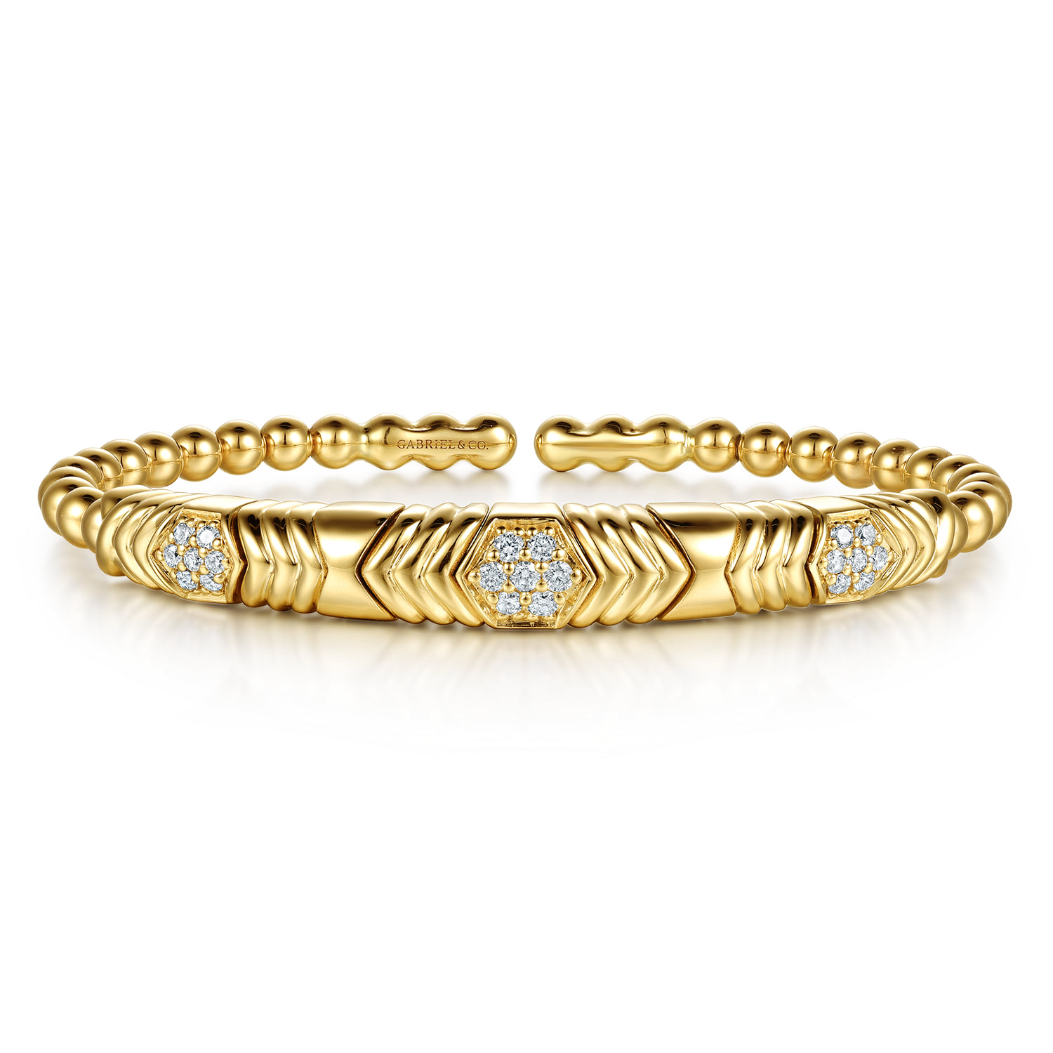 Bujukan Beaded Diamond Cluster Cuff Bangle Bracelet