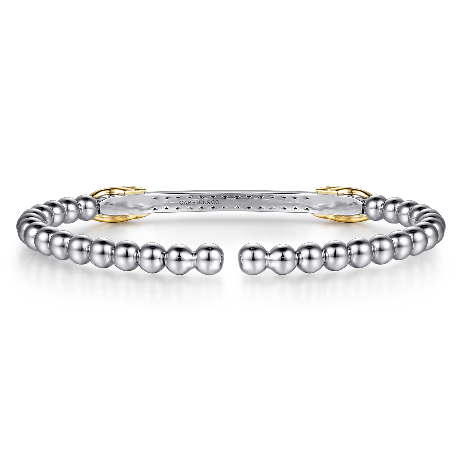and Bujukan Beaded White Sapphire Cuff Bangle Bracelet in 14K Yellow Gold, photograph 4