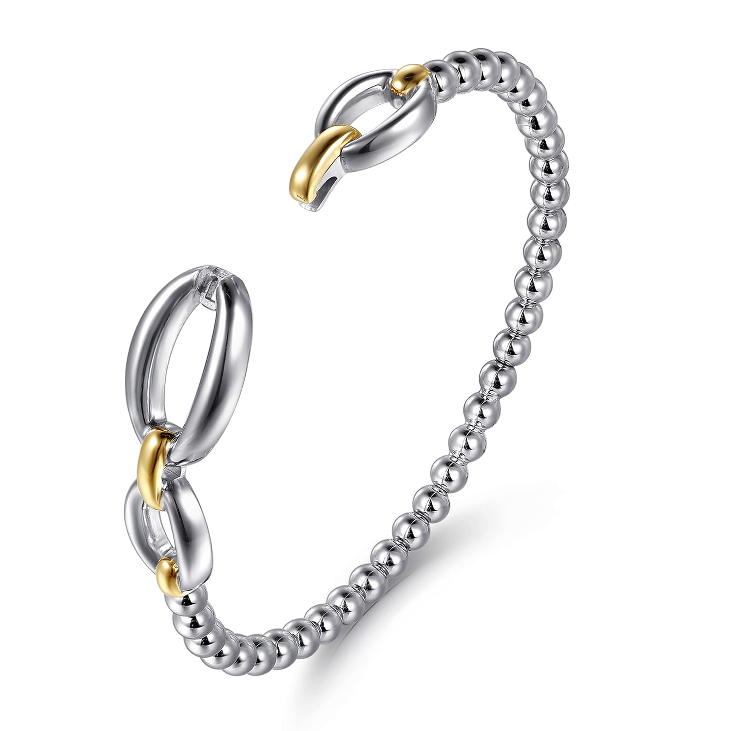 and Bujukan Beaded Link Closed Bangle Bracelet in 14K Yellow Gold, photograph 4