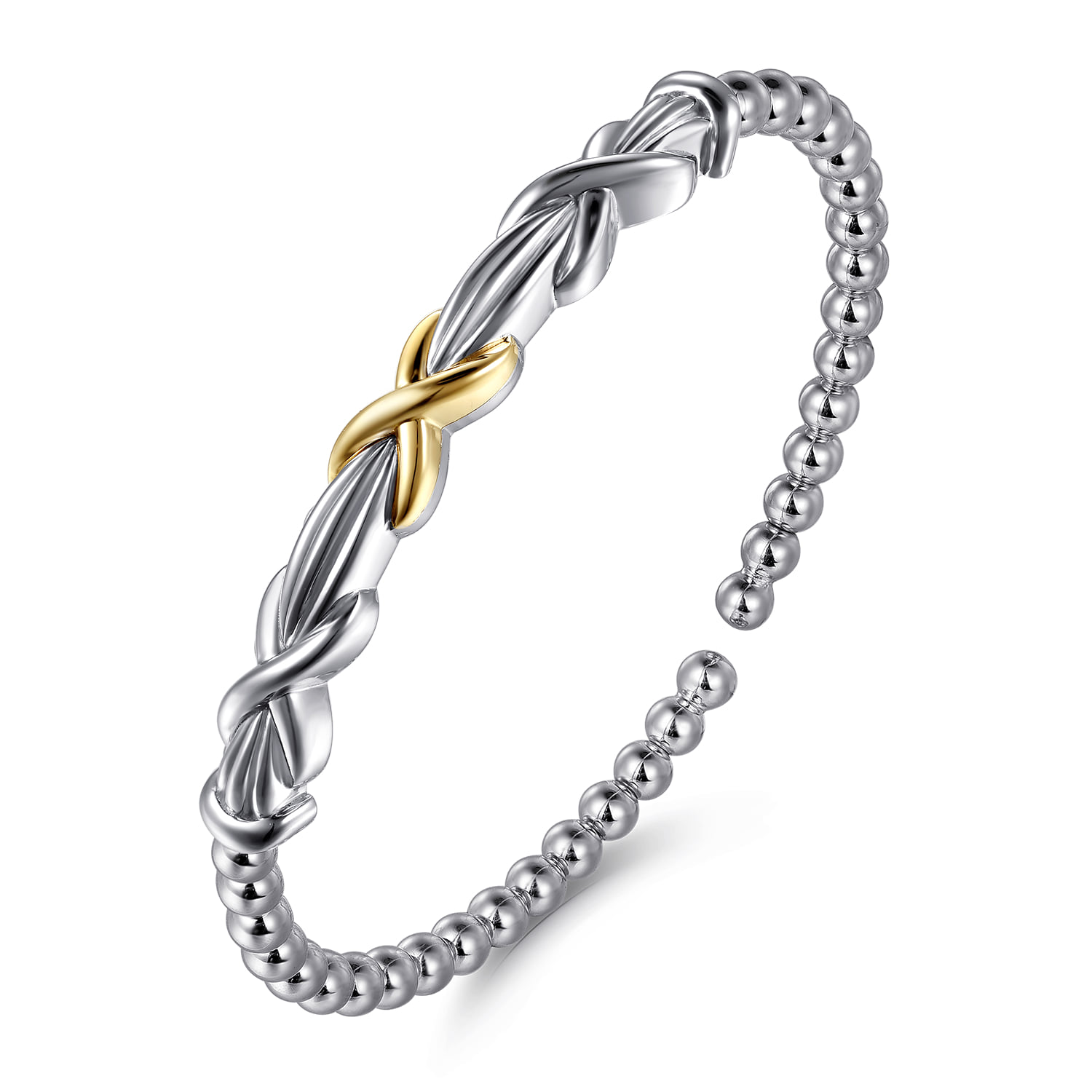 and Bujukan X Cuff Bangle Bracelet in 14K Yellow Gold, photograph 2