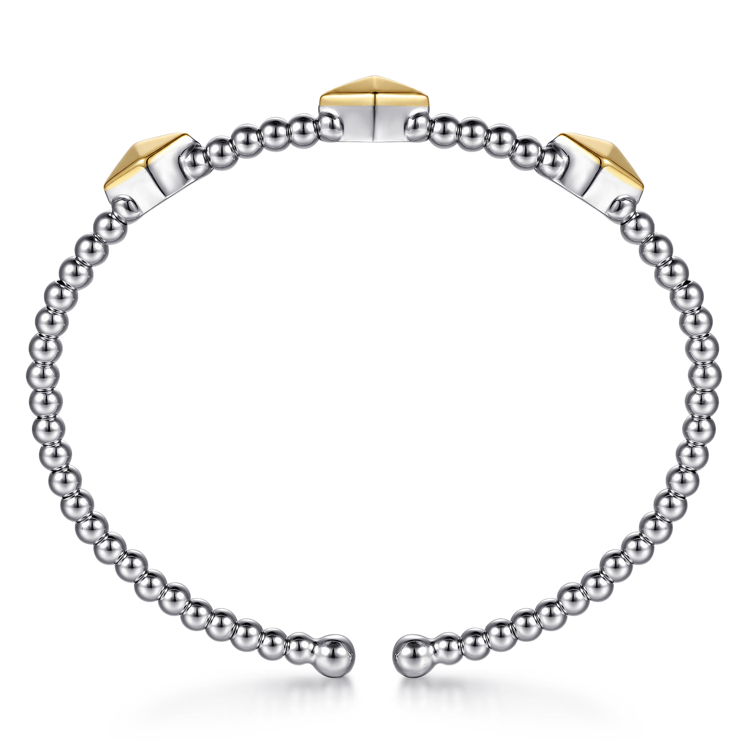and Bujukan Three Station Rhombus Shape Cuff Bangle Bracelet in 14K Yellow Gold, photograph 3