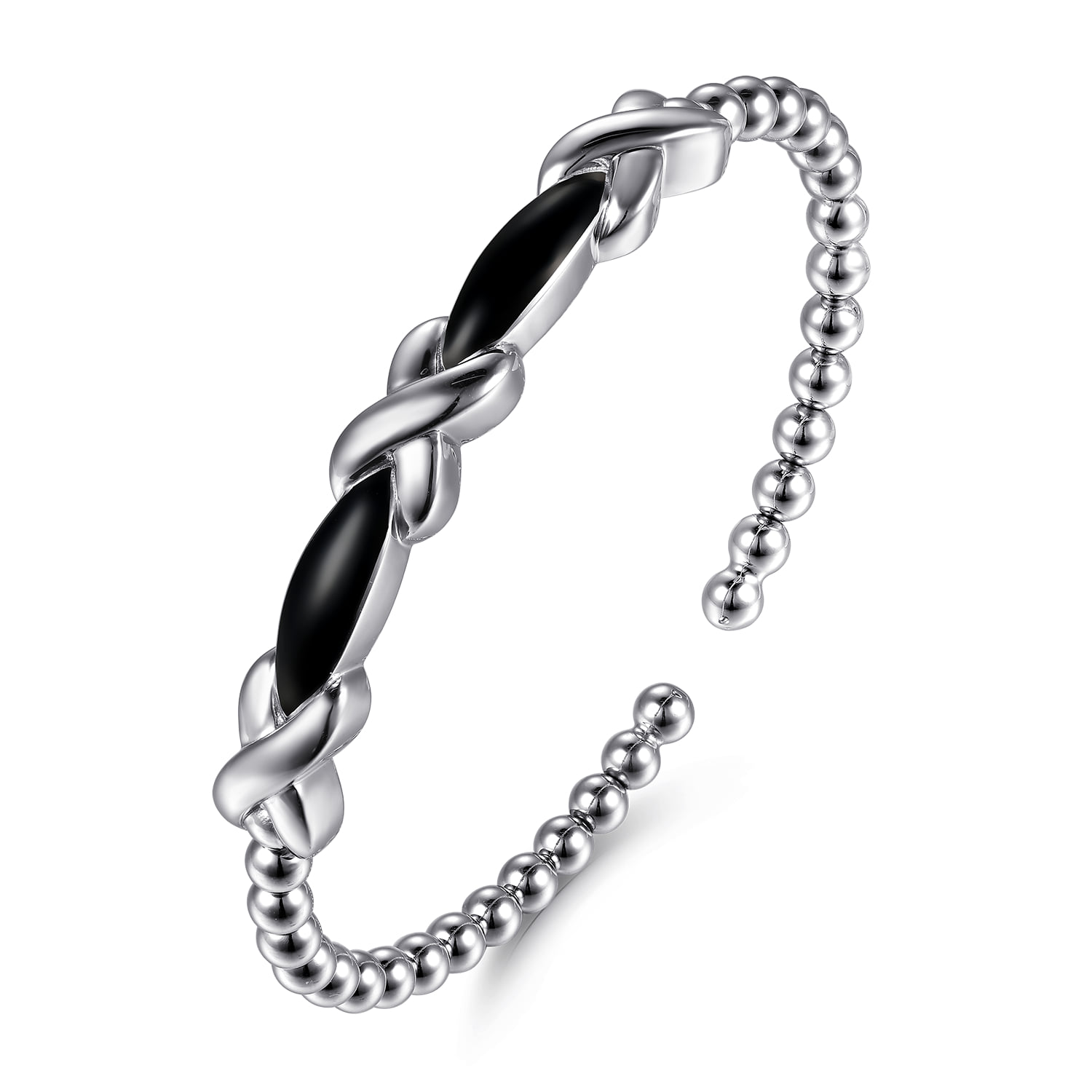 Bujukan X Cuff Bangle Bracelet with Enamel in Sterling Silver, photograph 2