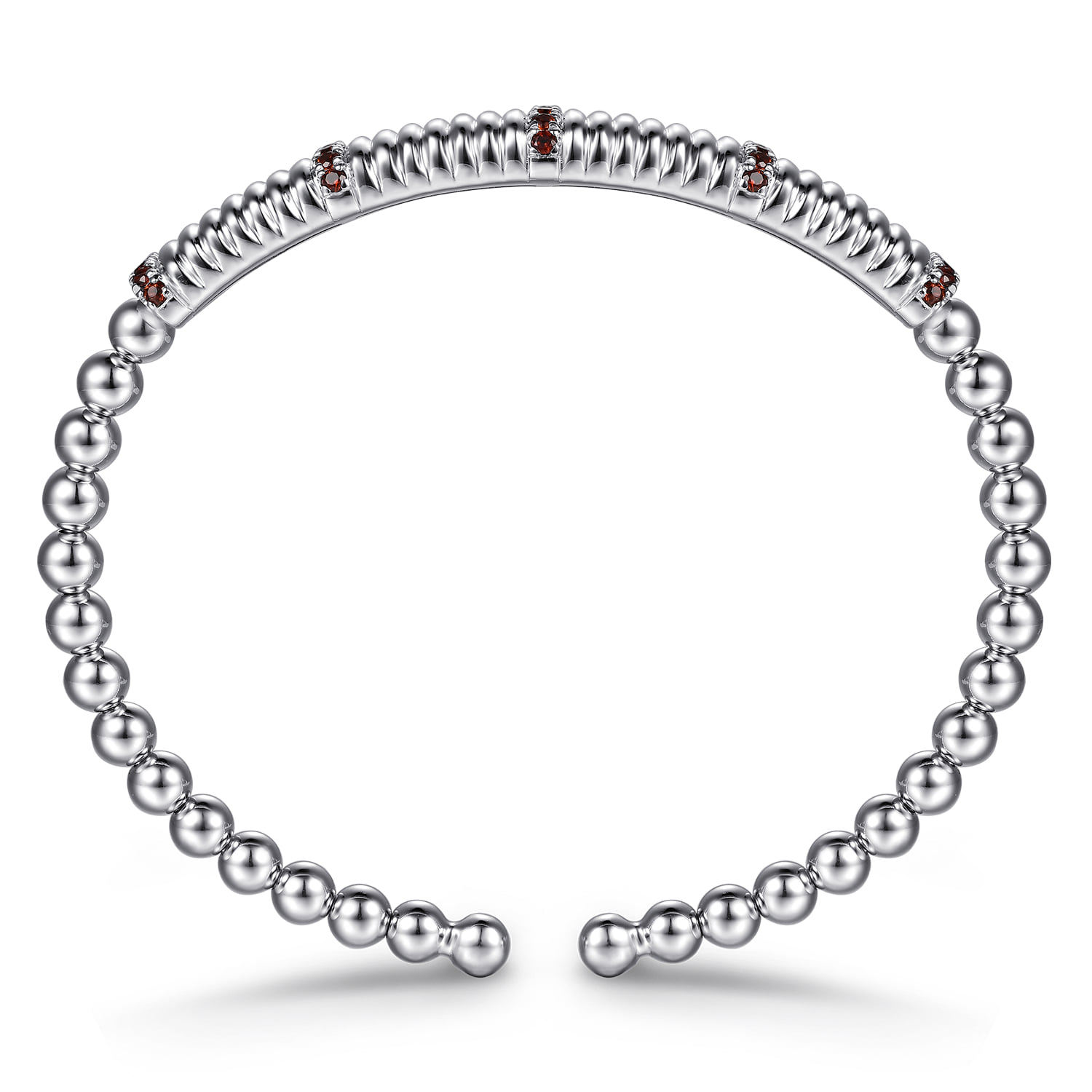 Bujukan Garnet and Shrimp Station Cuff Bangle Bracelet in Sterling Silver, photograph 3