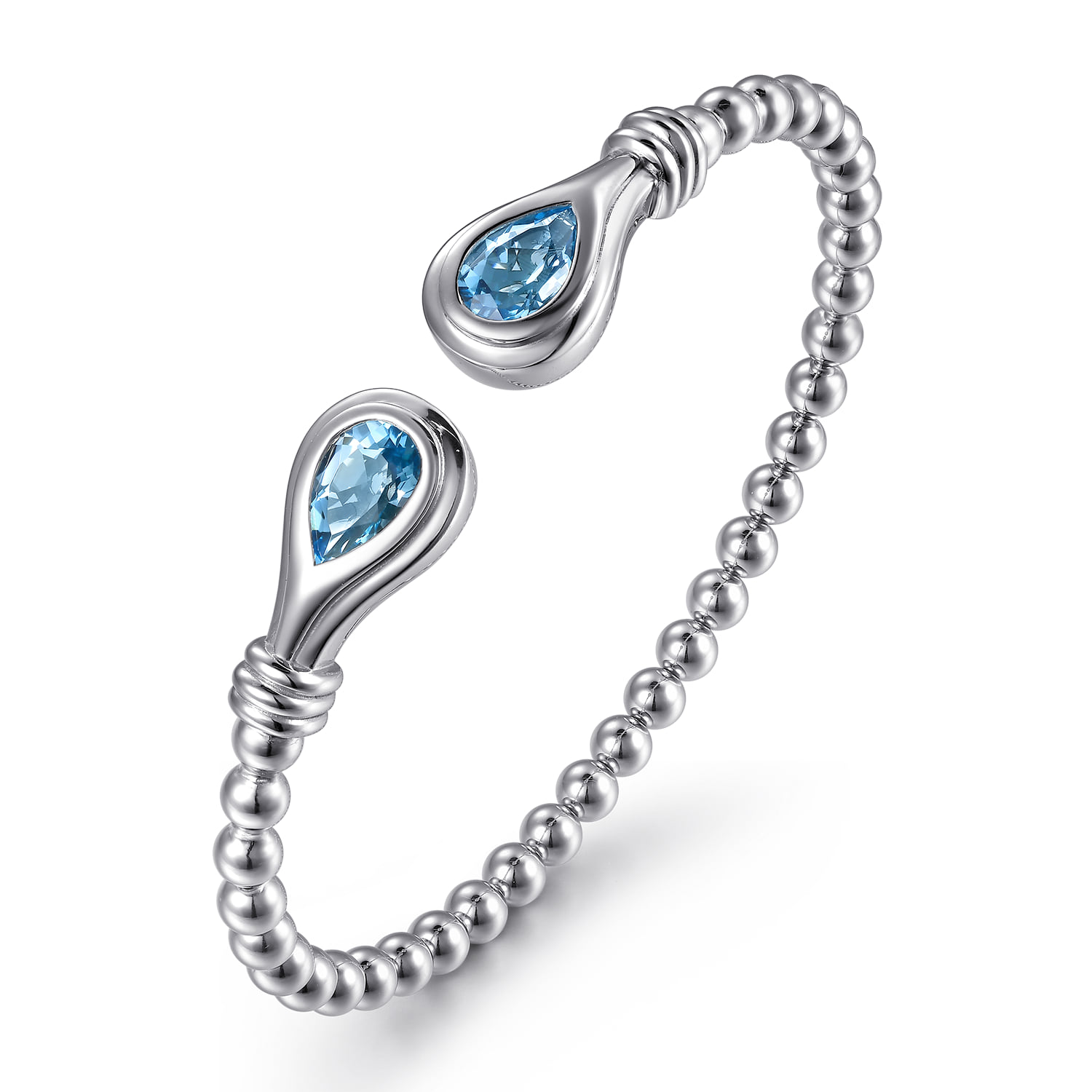 Bujukan Blue Topaz Open Bangle Bracelet in Sterling Silver, photograph 2