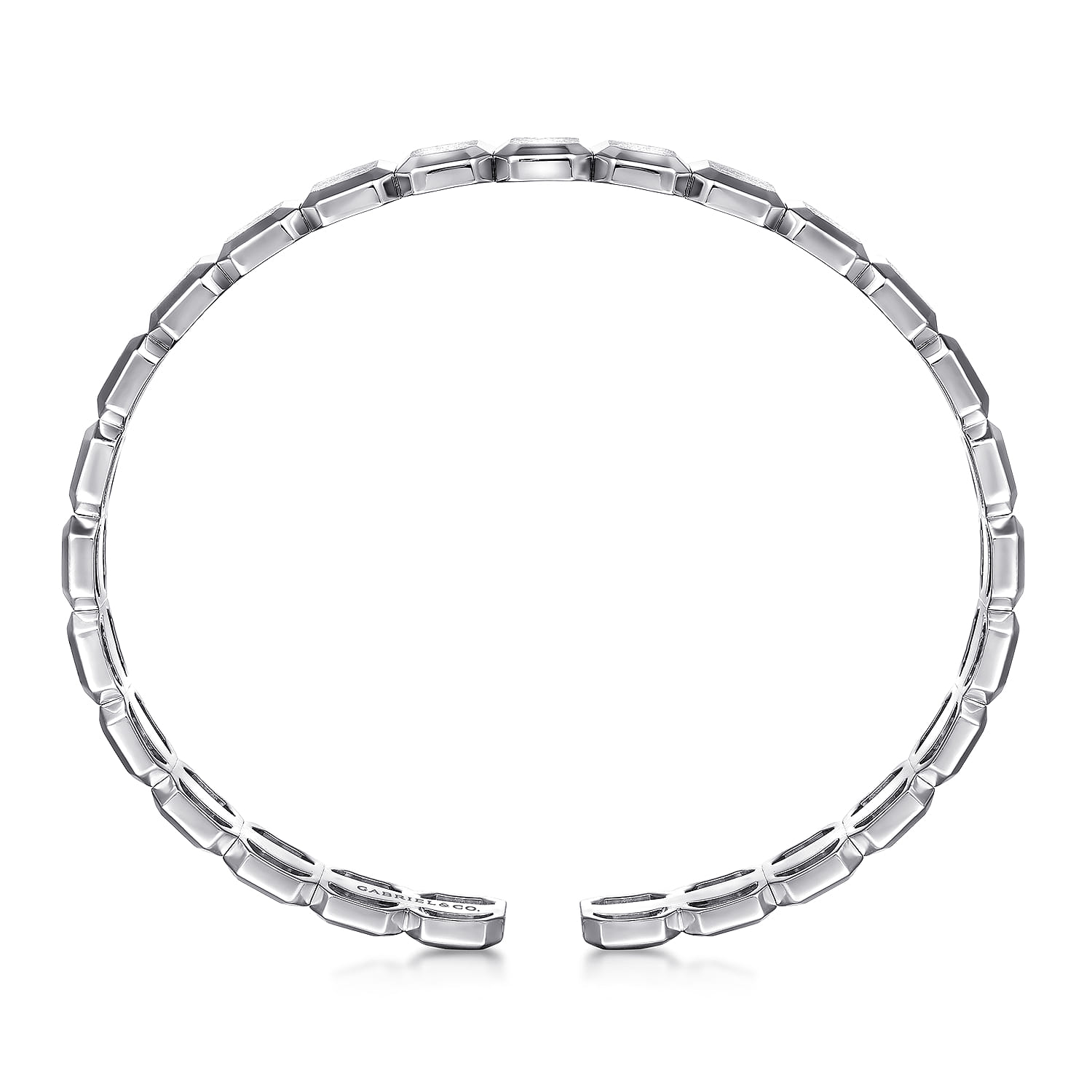 Open Cuff Geometric Bangle in Sterling Silver, photograph 3